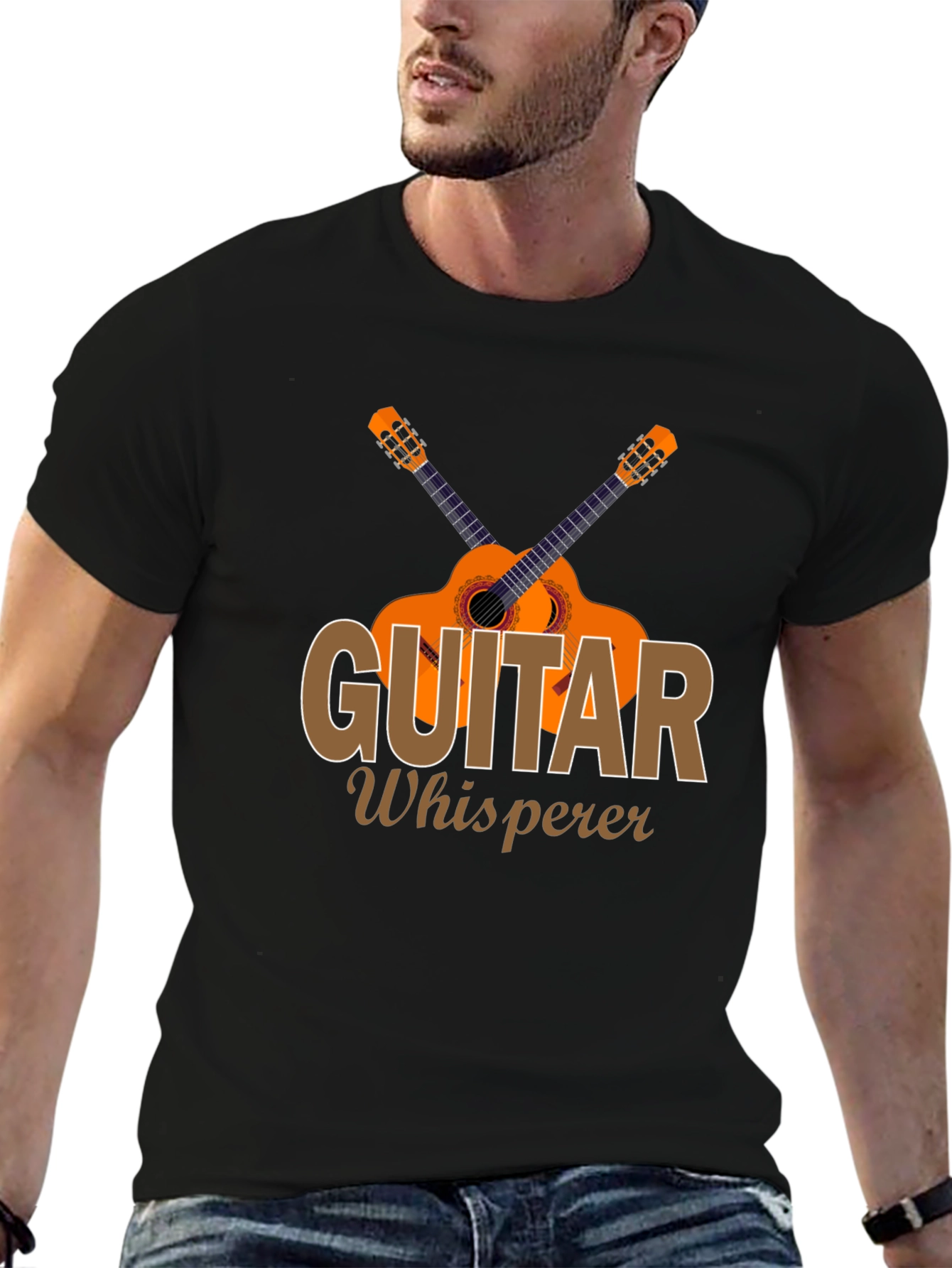 Guitar Whisperer Black Graphic Tee for Music Lovers