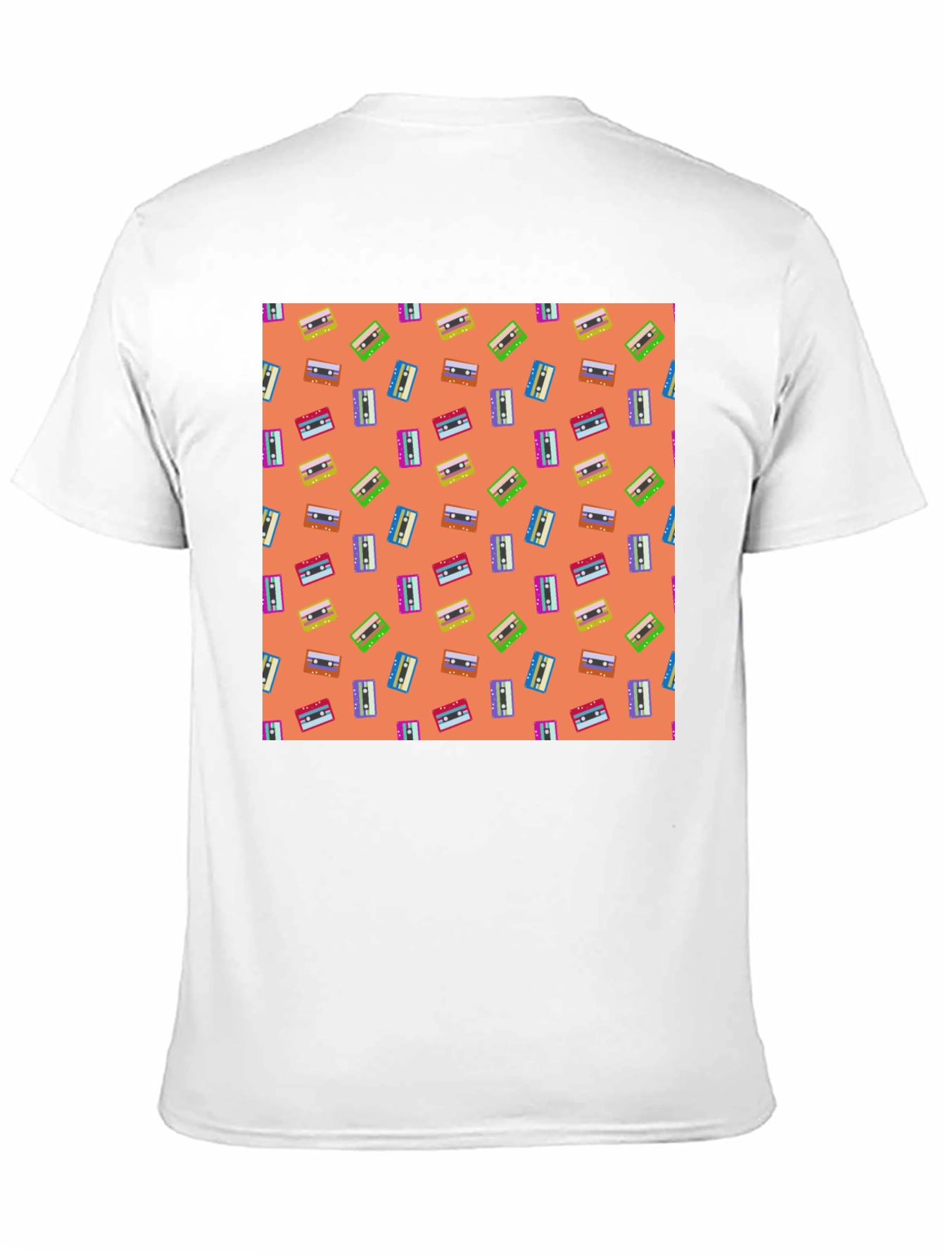 Retro Cassette Tape Pattern Tee - Black