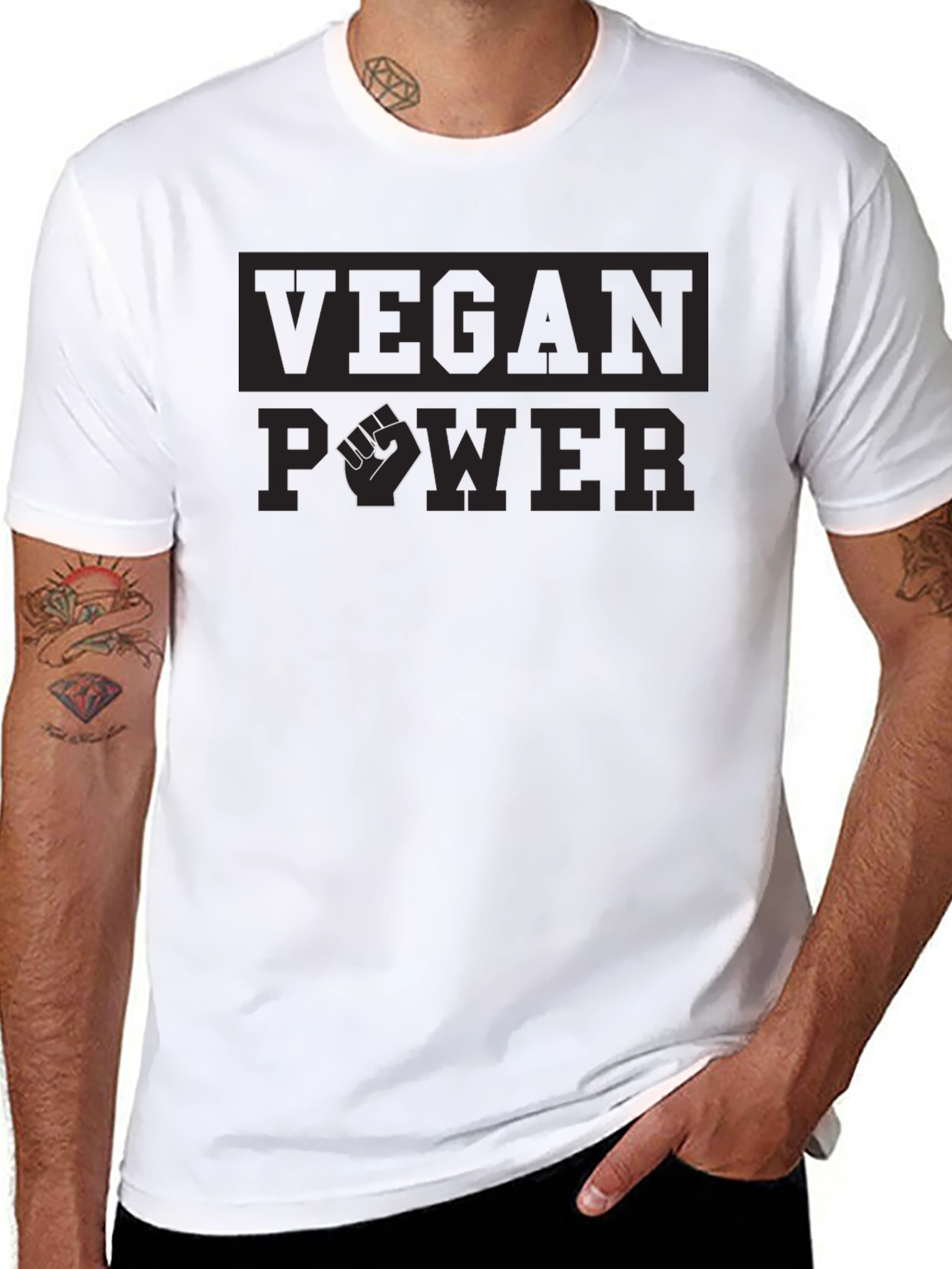 Vegan Power T-Shirt - Black Graphic Tee