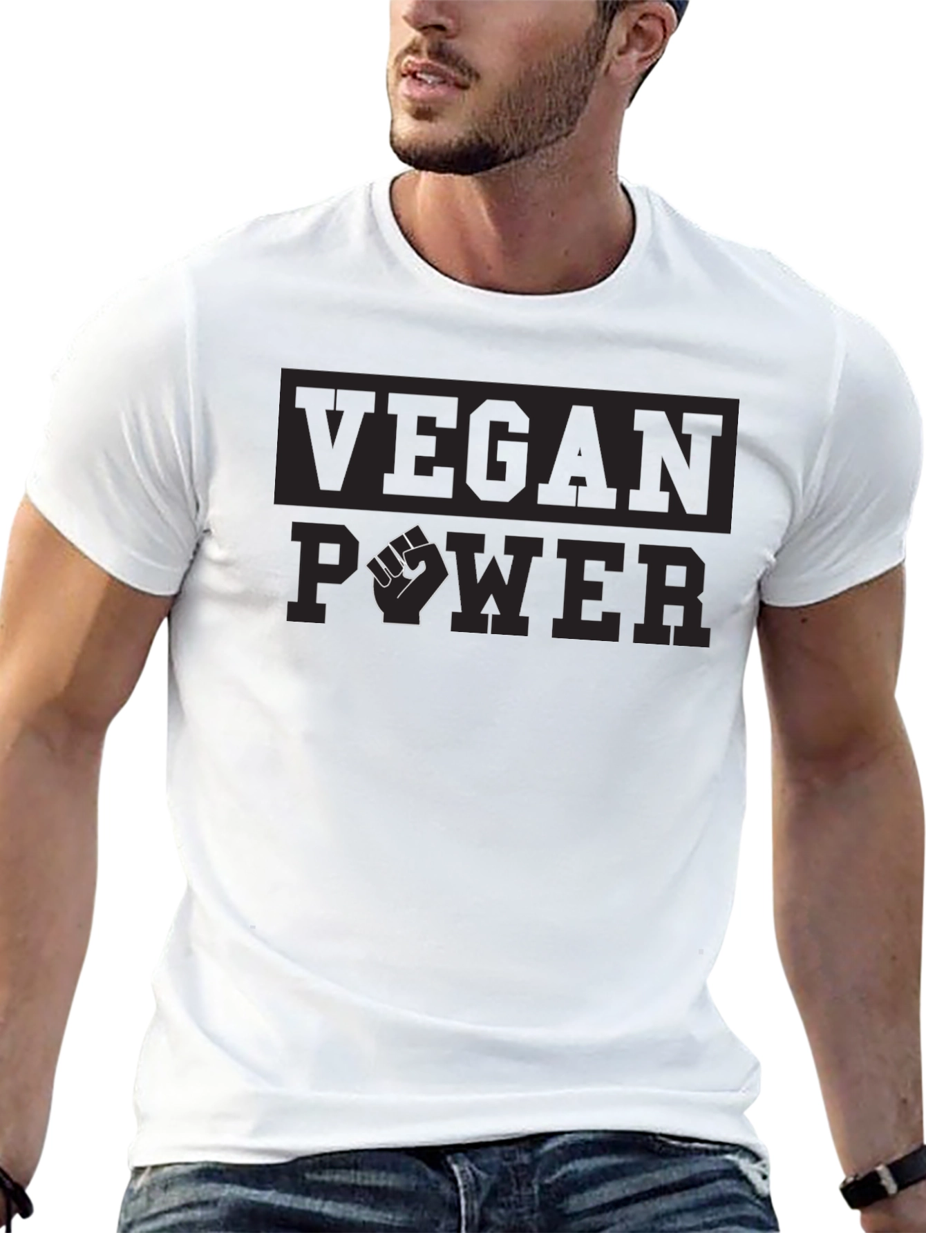 Vegan Power T-Shirt - Black Graphic Tee