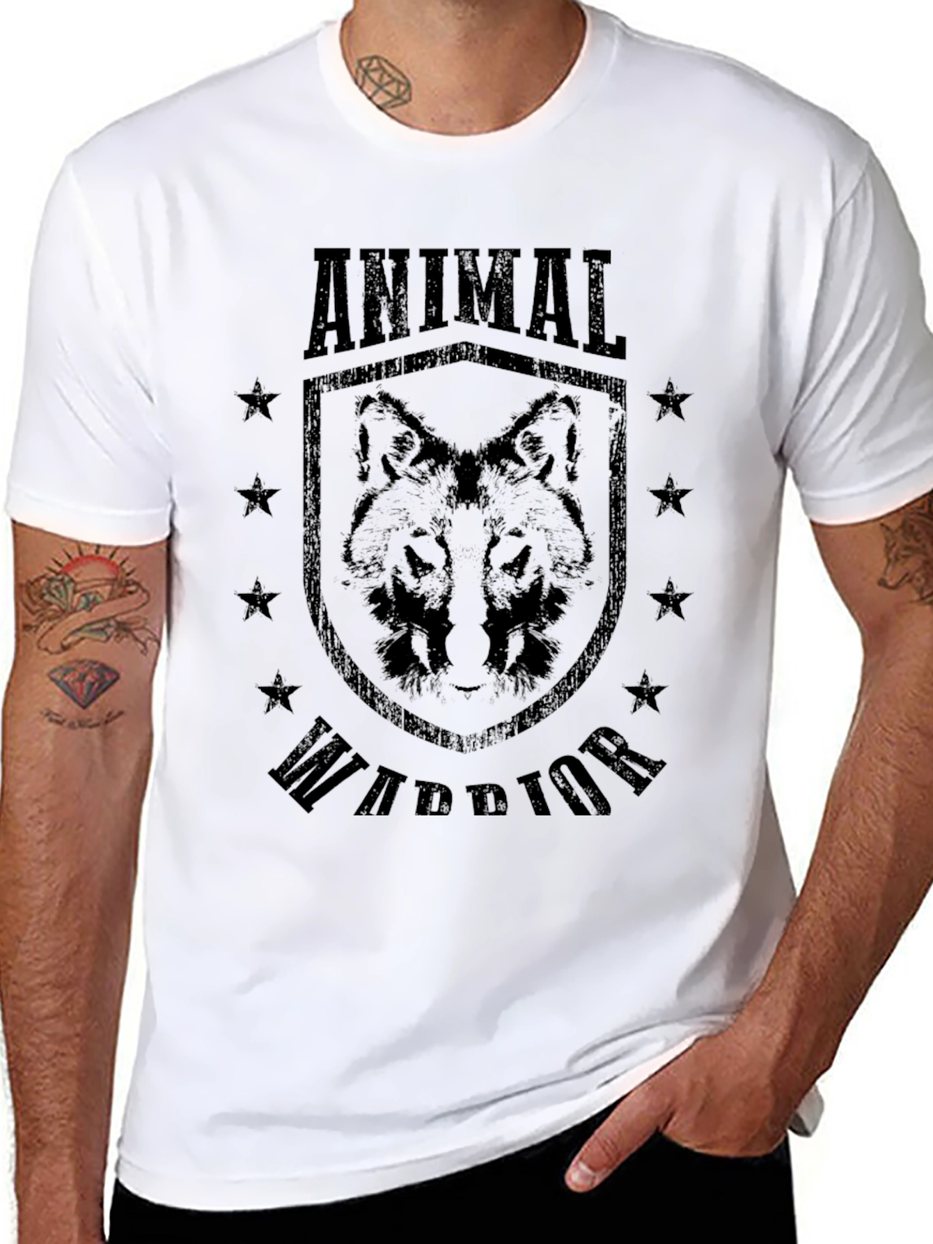 Animal Warrior Graphic T-Shirt - Black