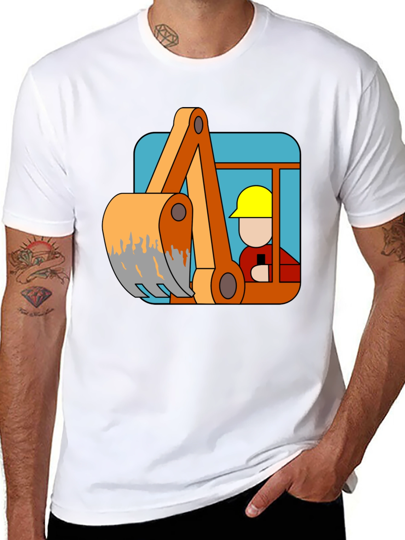Excavator Operator Cartoon T-Shirt