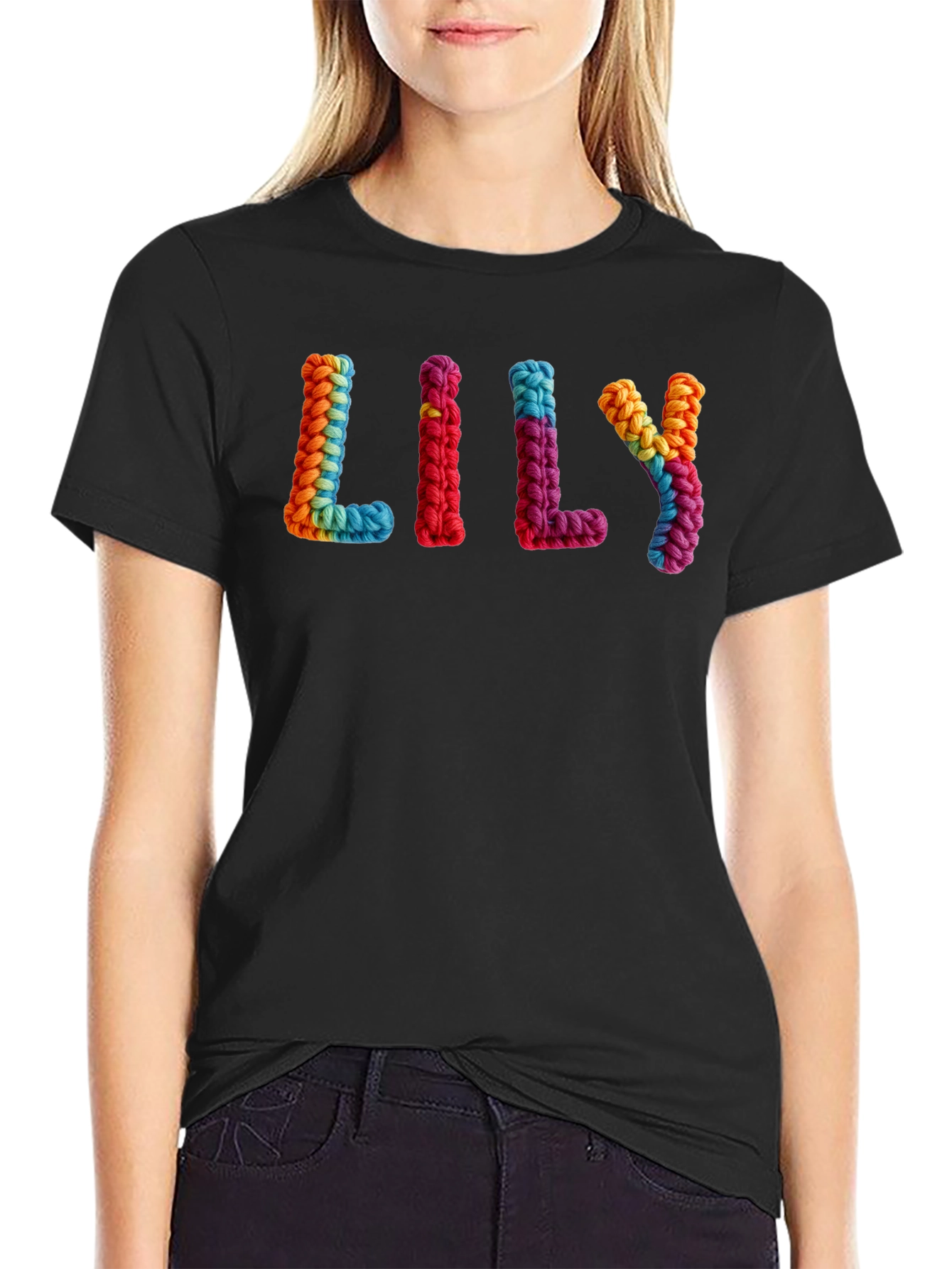 Lily Rainbow Knit Letter T-Shirt - Unisex