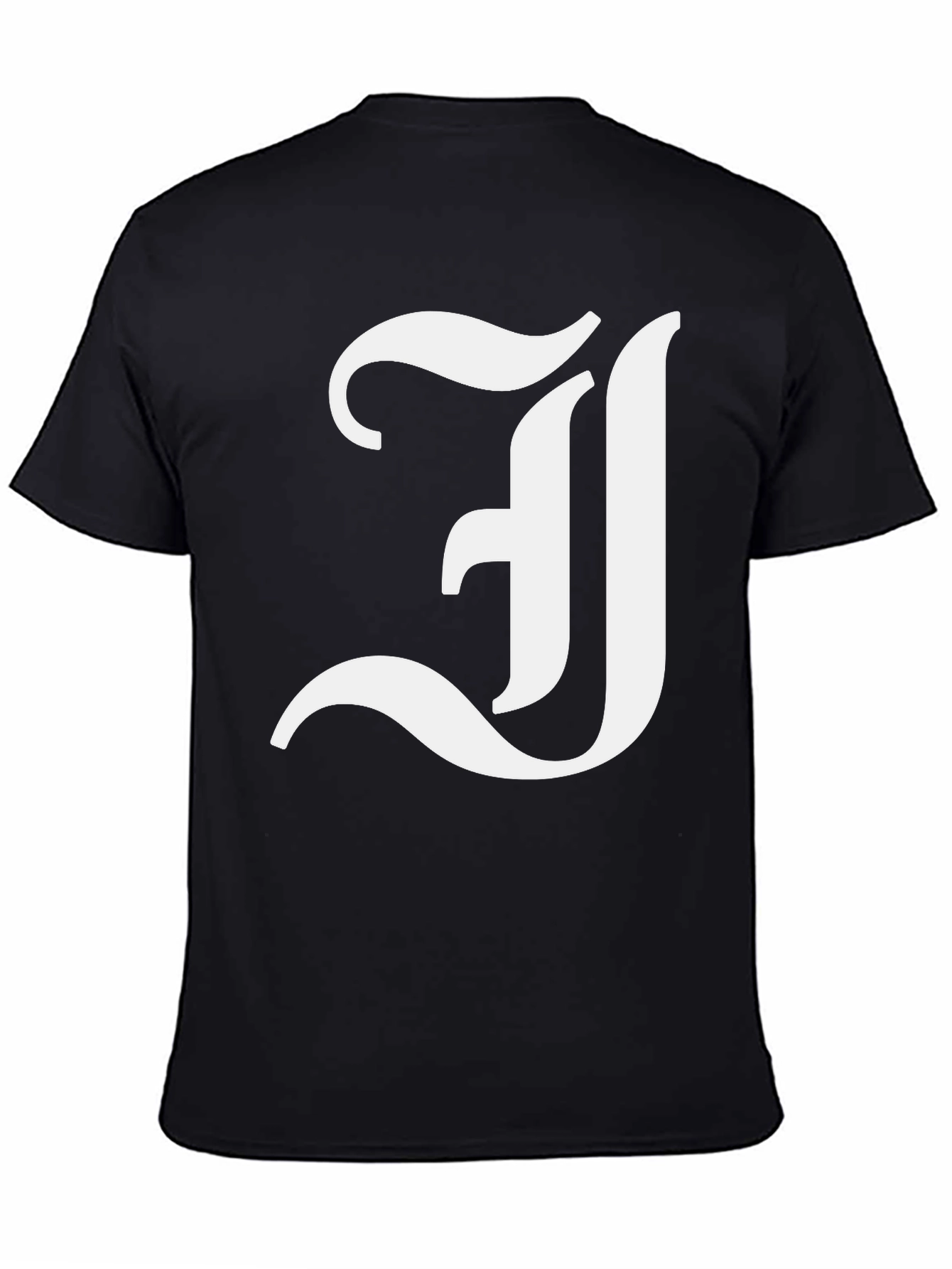 Letter J Graphic Tee - Black Cotton Blend Shirt