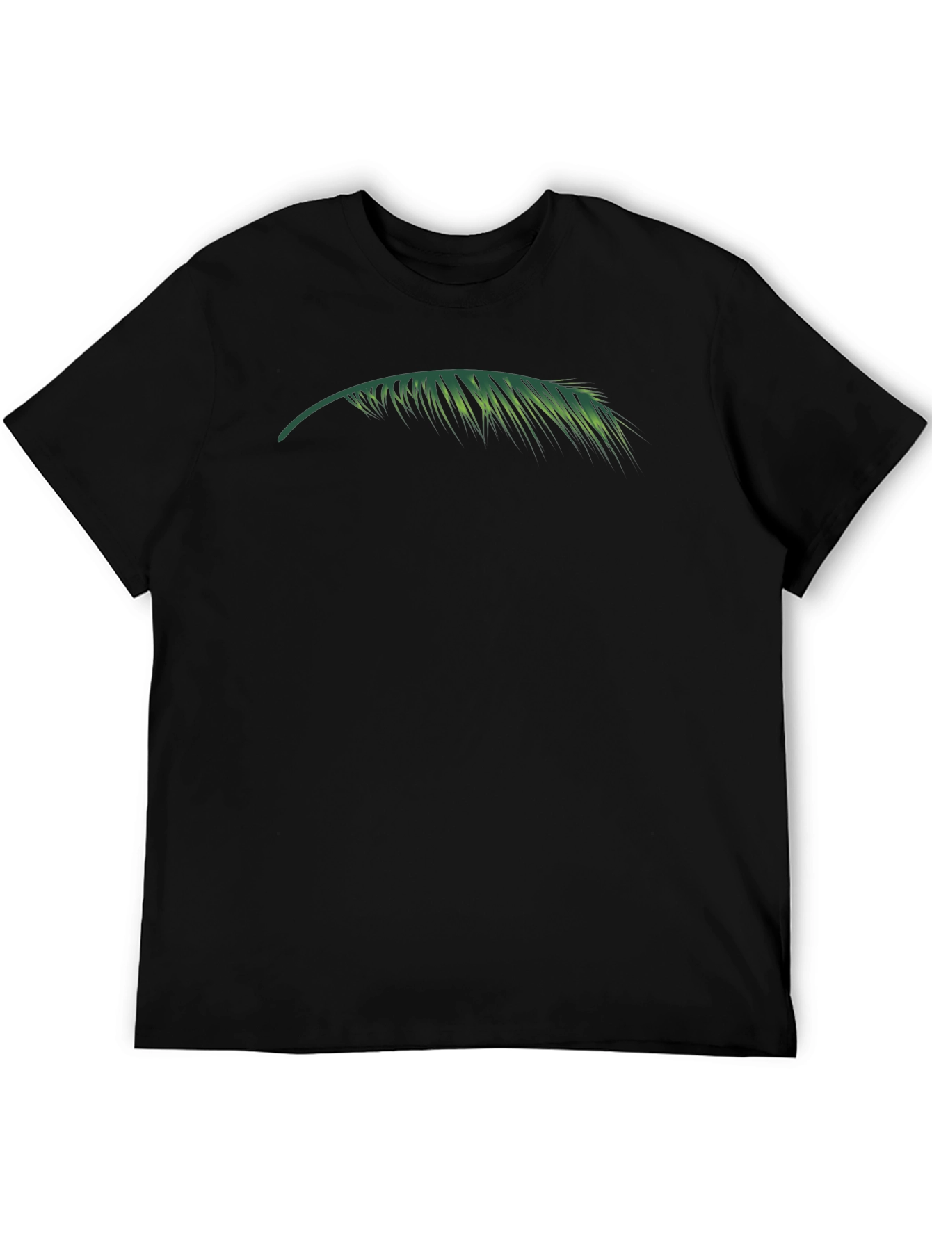 Mens Black T-Shirt with Palm Leaf Graphic