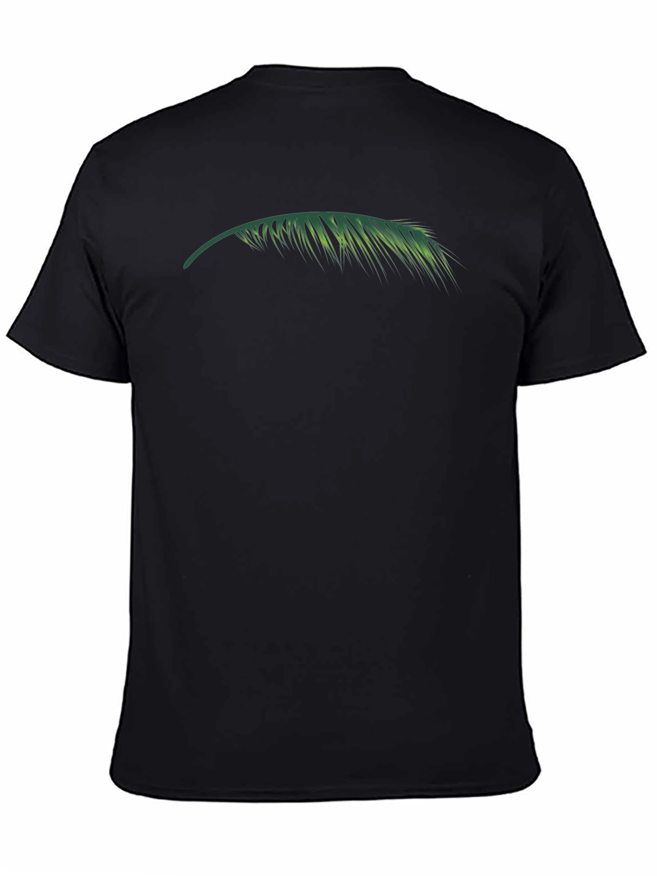 Mens Black T-Shirt with Palm Leaf Graphic