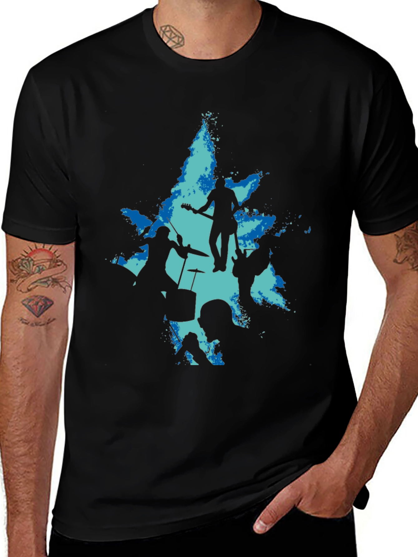 Band Silhouette Graphic Tee - Black T-Shirt