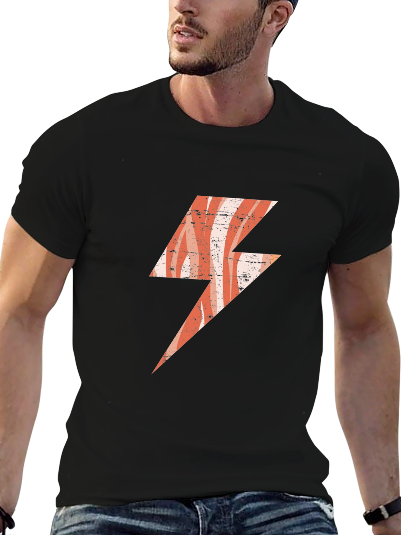 Retro Lightning Bolt Graphic T-Shirt