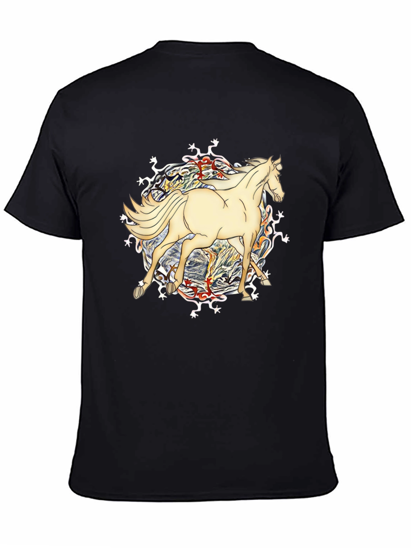 Horse Graphic Tee - Unique Design Black T-Shirt