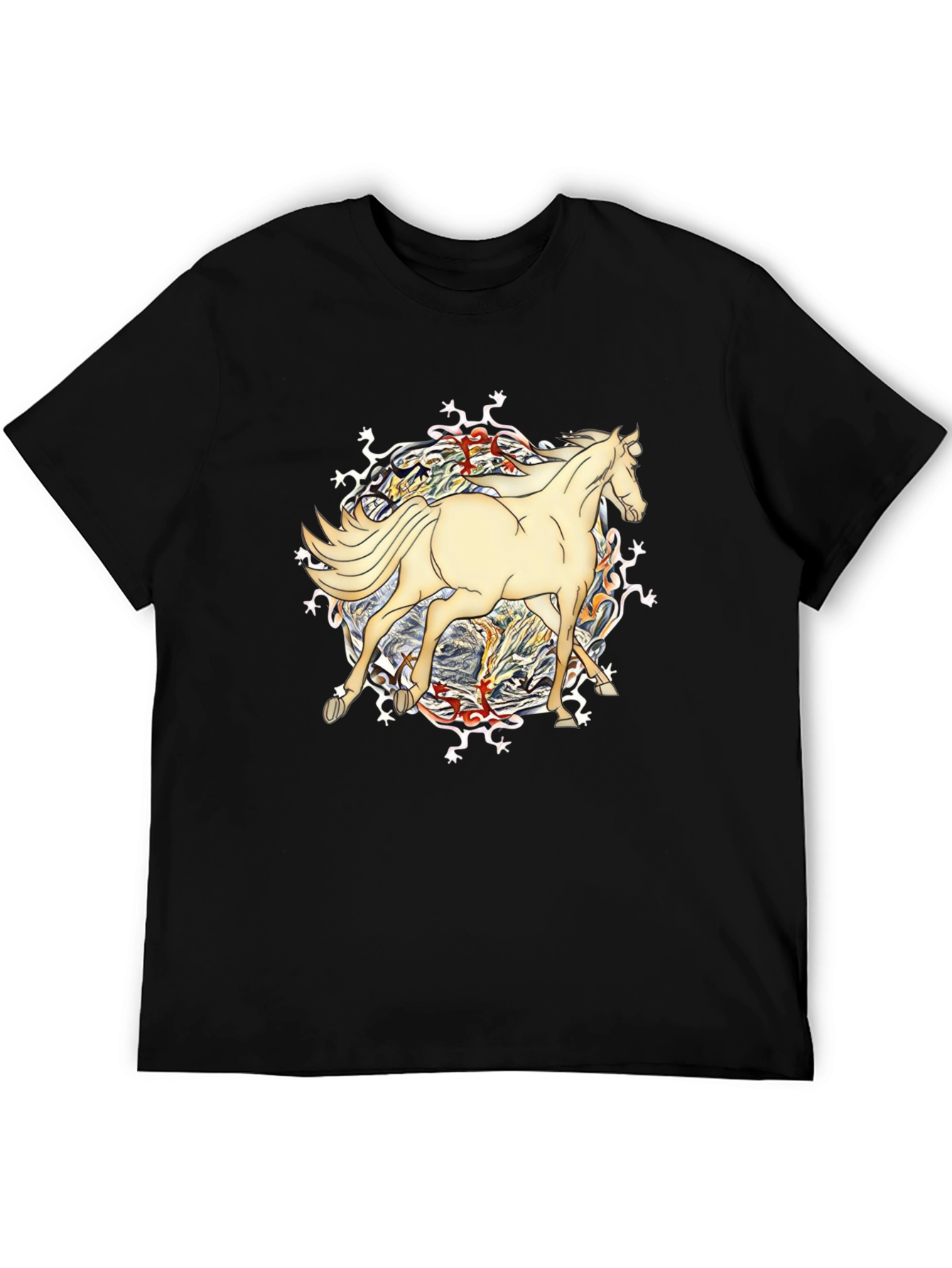 Horse Graphic Tee - Unique Design Black T-Shirt