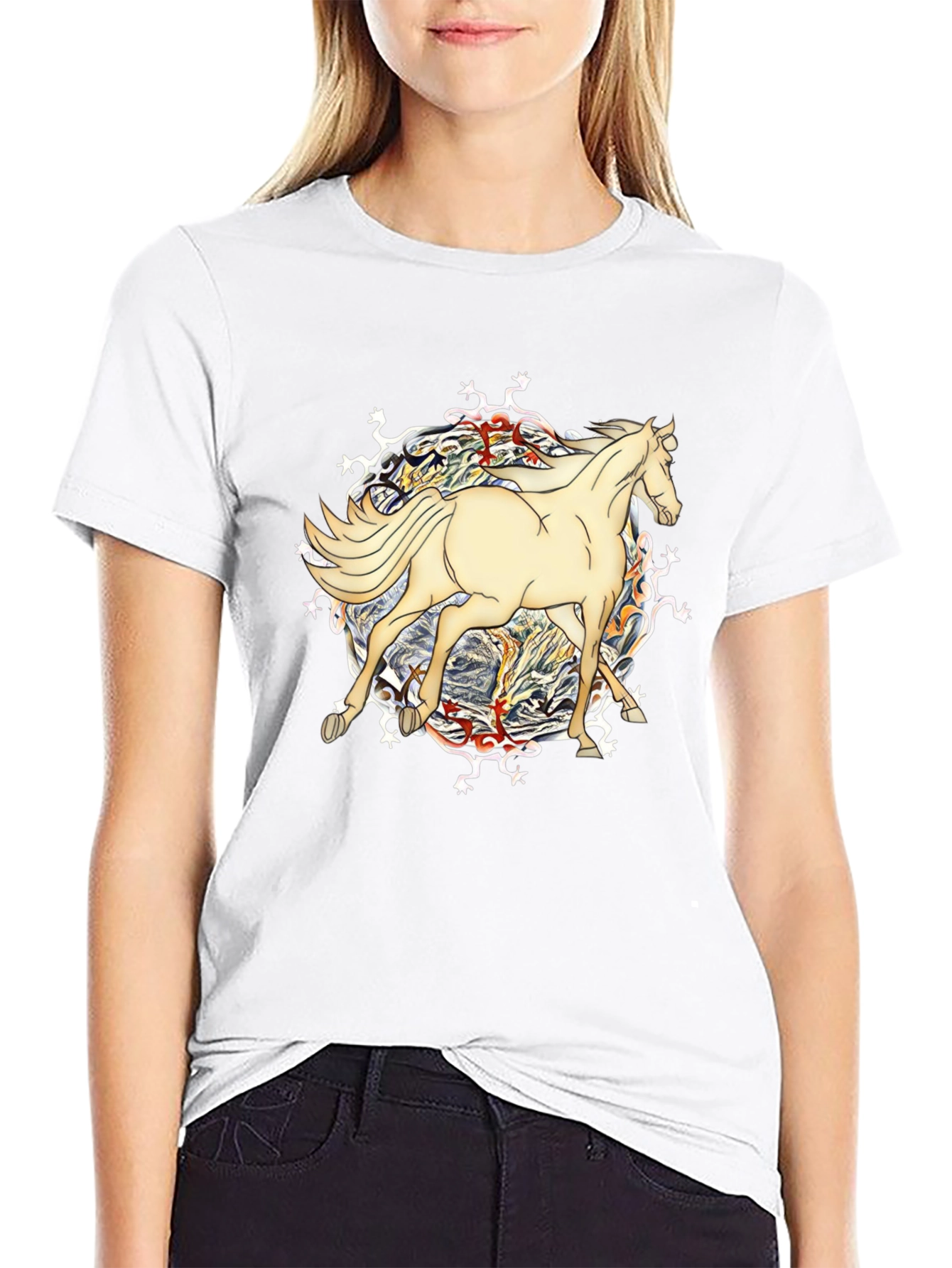 Horse Graphic Tee - Unique Design Black T-Shirt