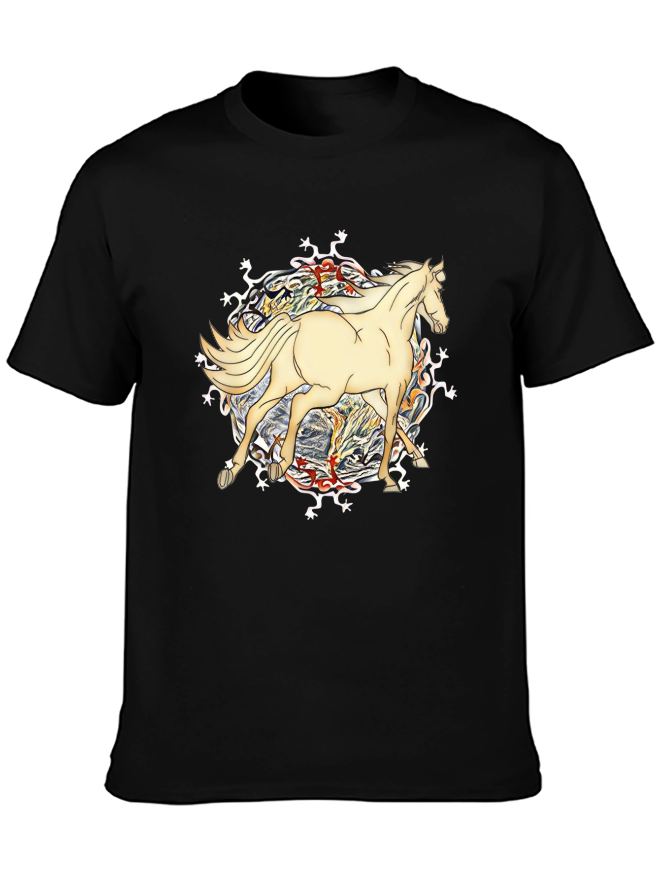 Horse Graphic Tee - Unique Design Black T-Shirt