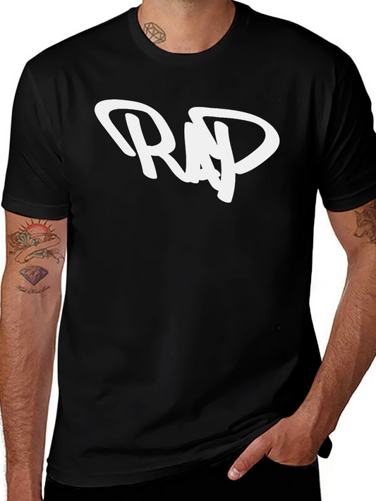 Mens Black T-Shirt with White RAP Design