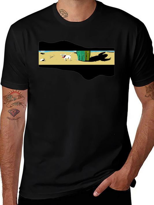 Dog Cartoon Beach T-Shirt - Fun Graphic Tee