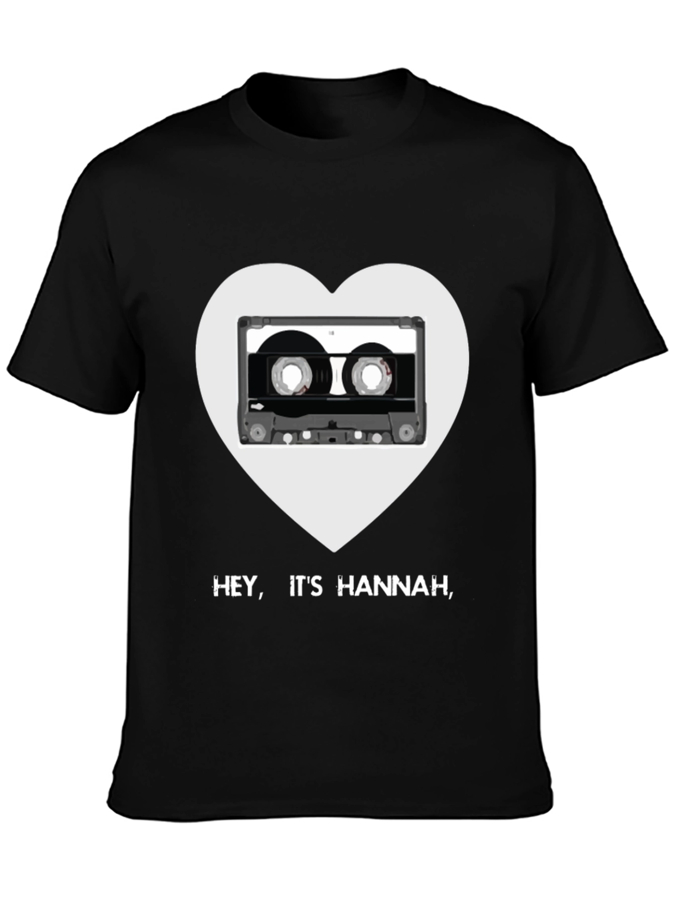 Hey Its Hannah Cassette Heart Black T-Shirt