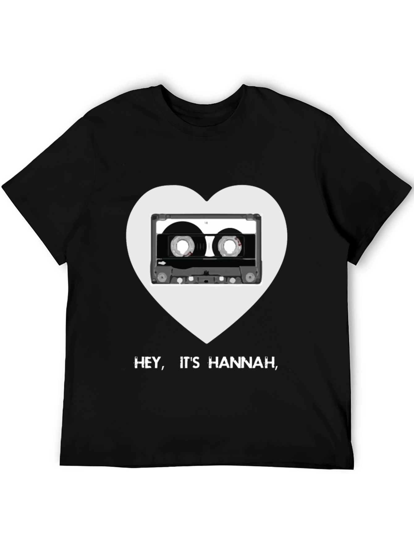 Hey Its Hannah Cassette Heart Black T-Shirt