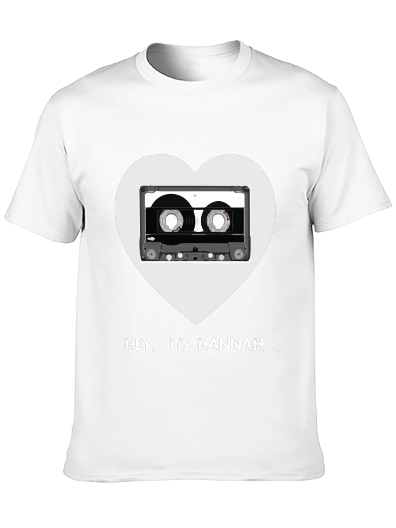 Hey Its Hannah Cassette Heart Black T-Shirt