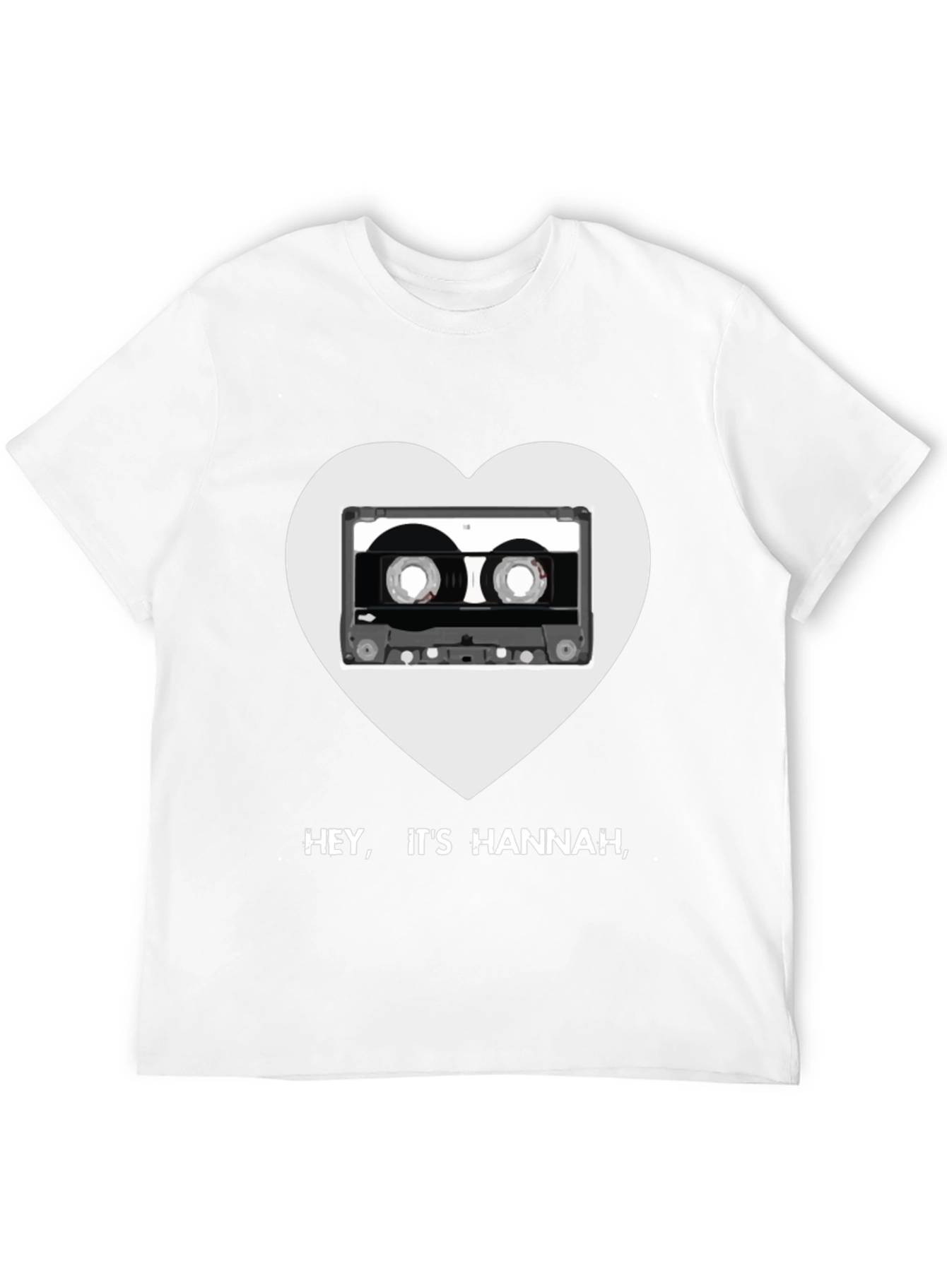 Hey Its Hannah Cassette Heart Black T-Shirt