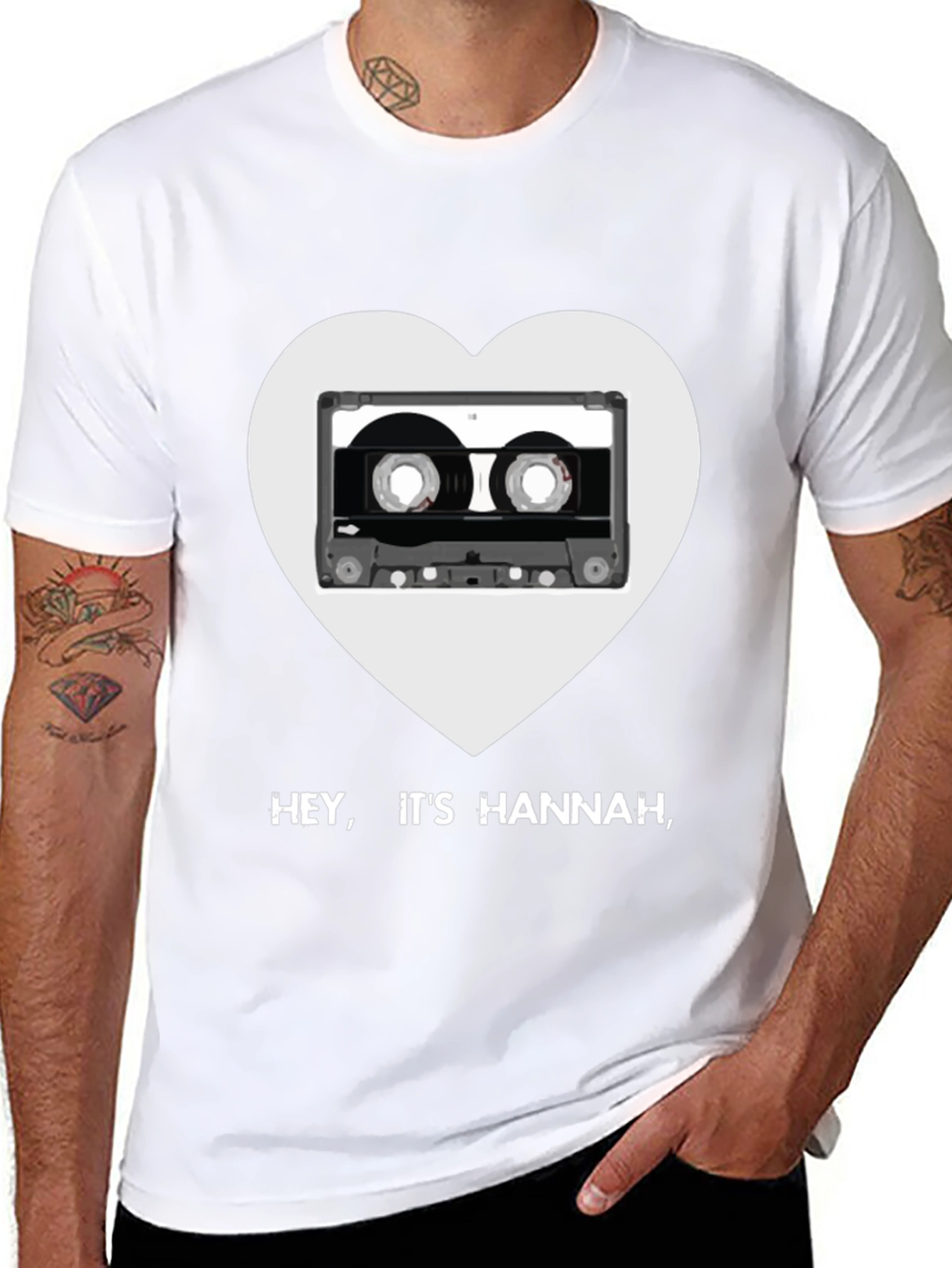 Hey Its Hannah Cassette Heart Black T-Shirt
