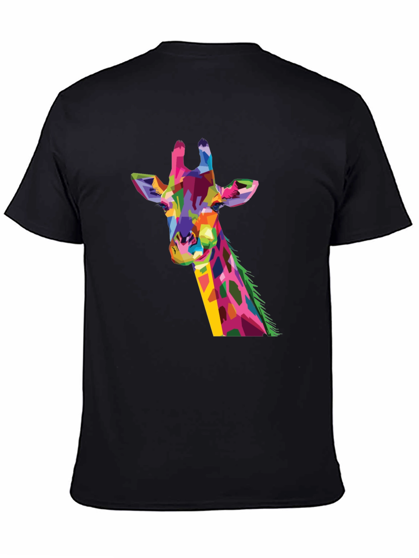 Abstract Giraffe Graphic Print Black T-Shirt