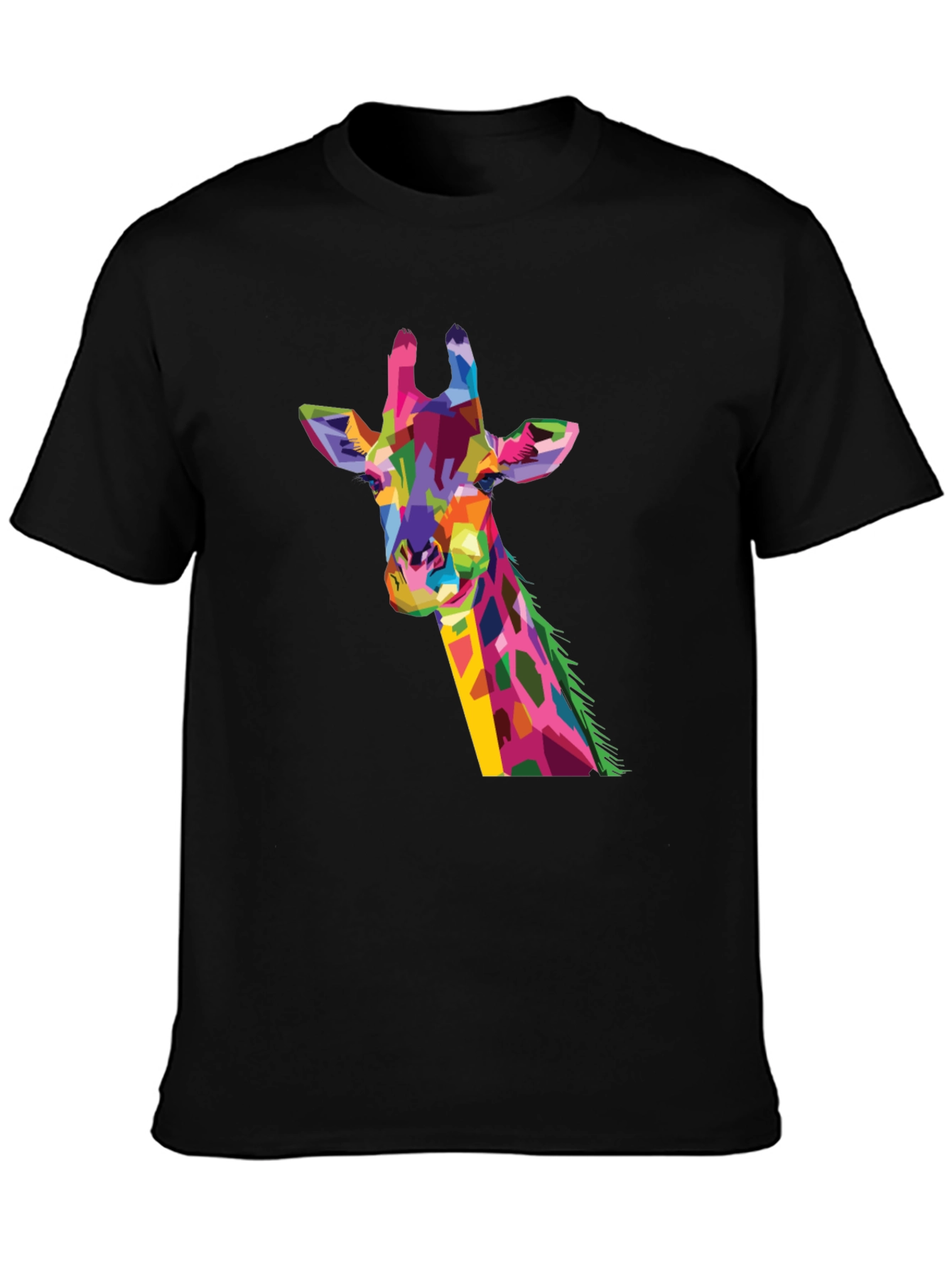 Abstract Giraffe Graphic Print Black T-Shirt