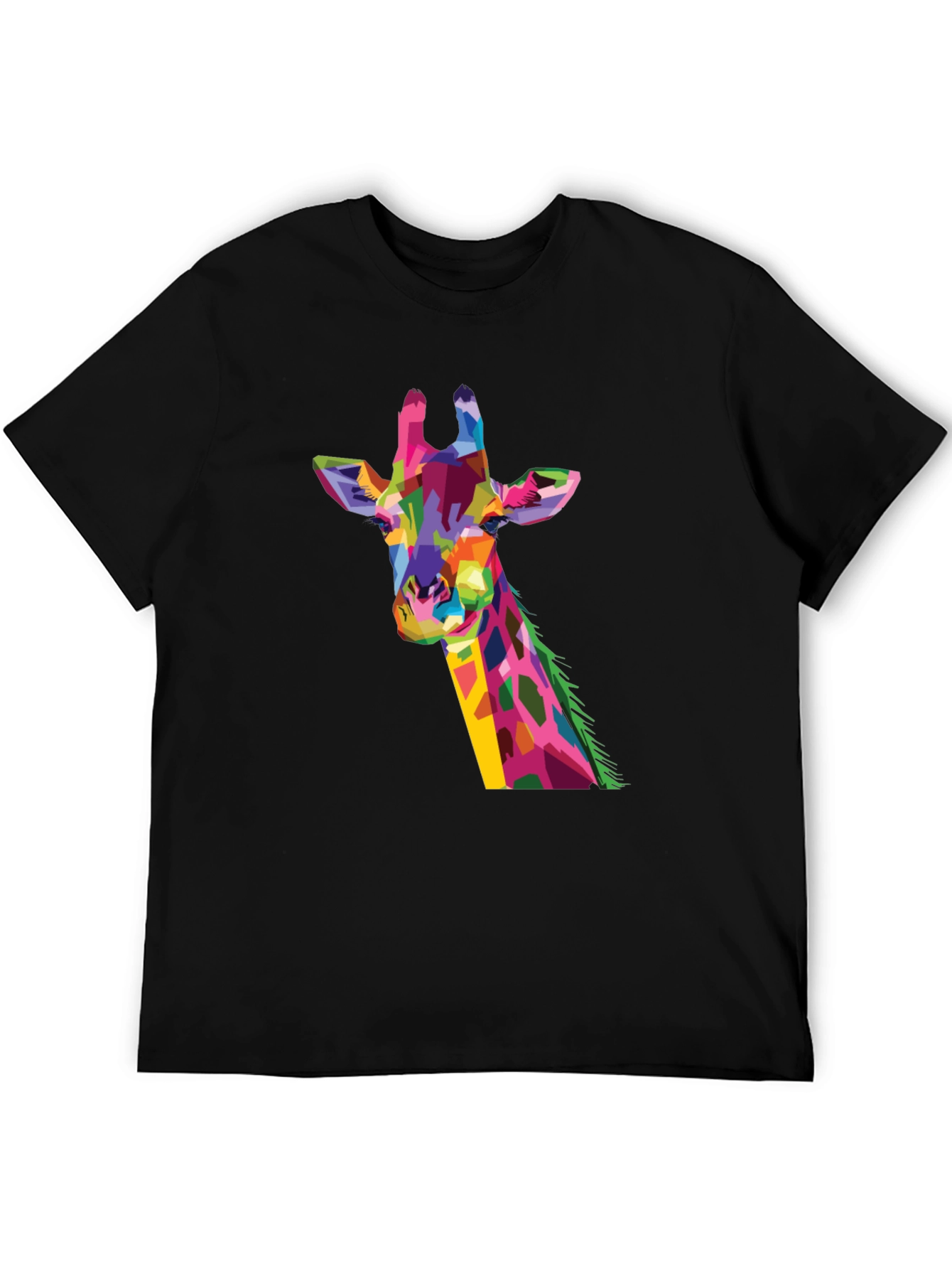 Abstract Giraffe Graphic Print Black T-Shirt
