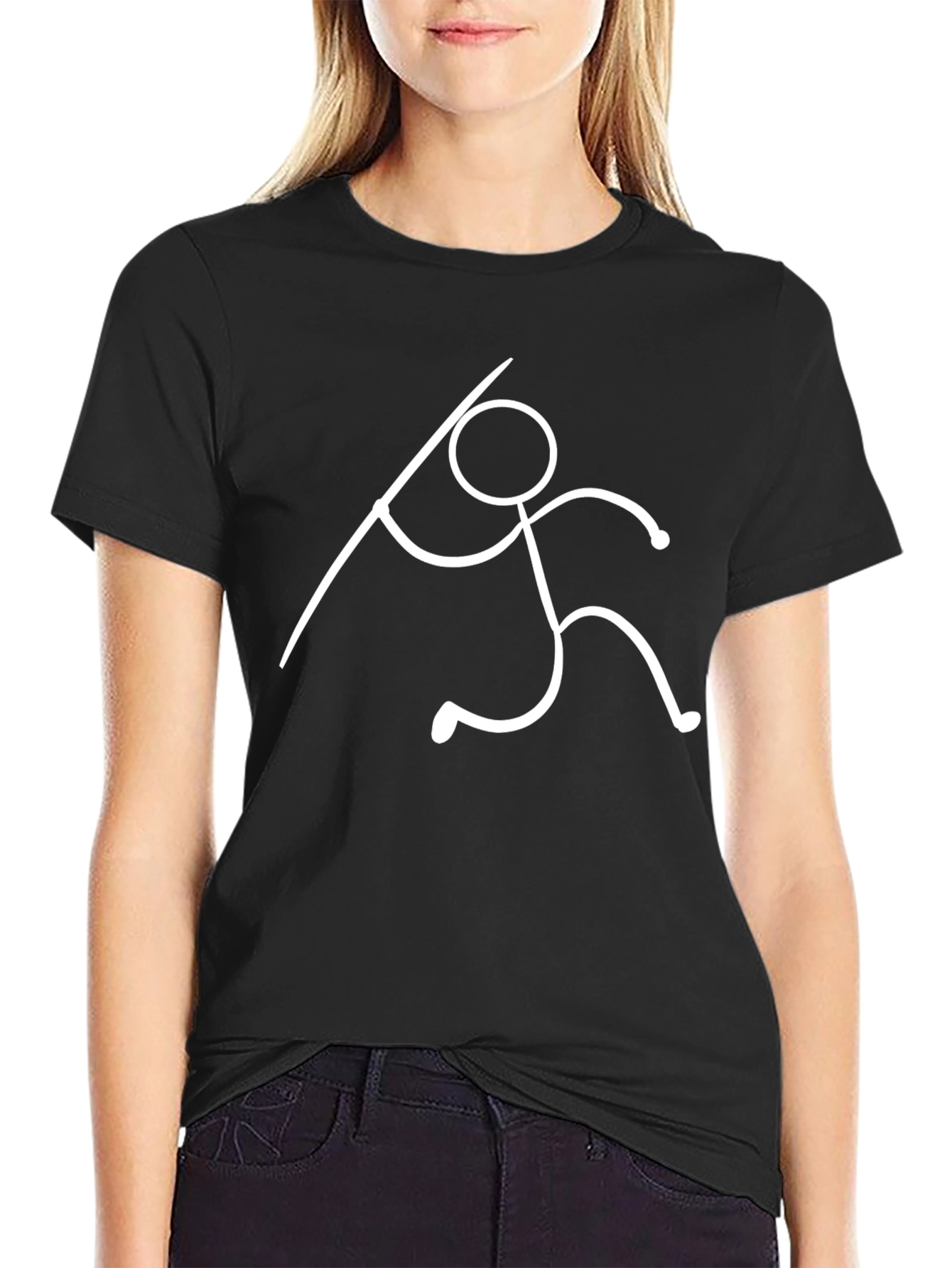 Javelin Thrower Graphic Tee - Black Cotton T-Shirt