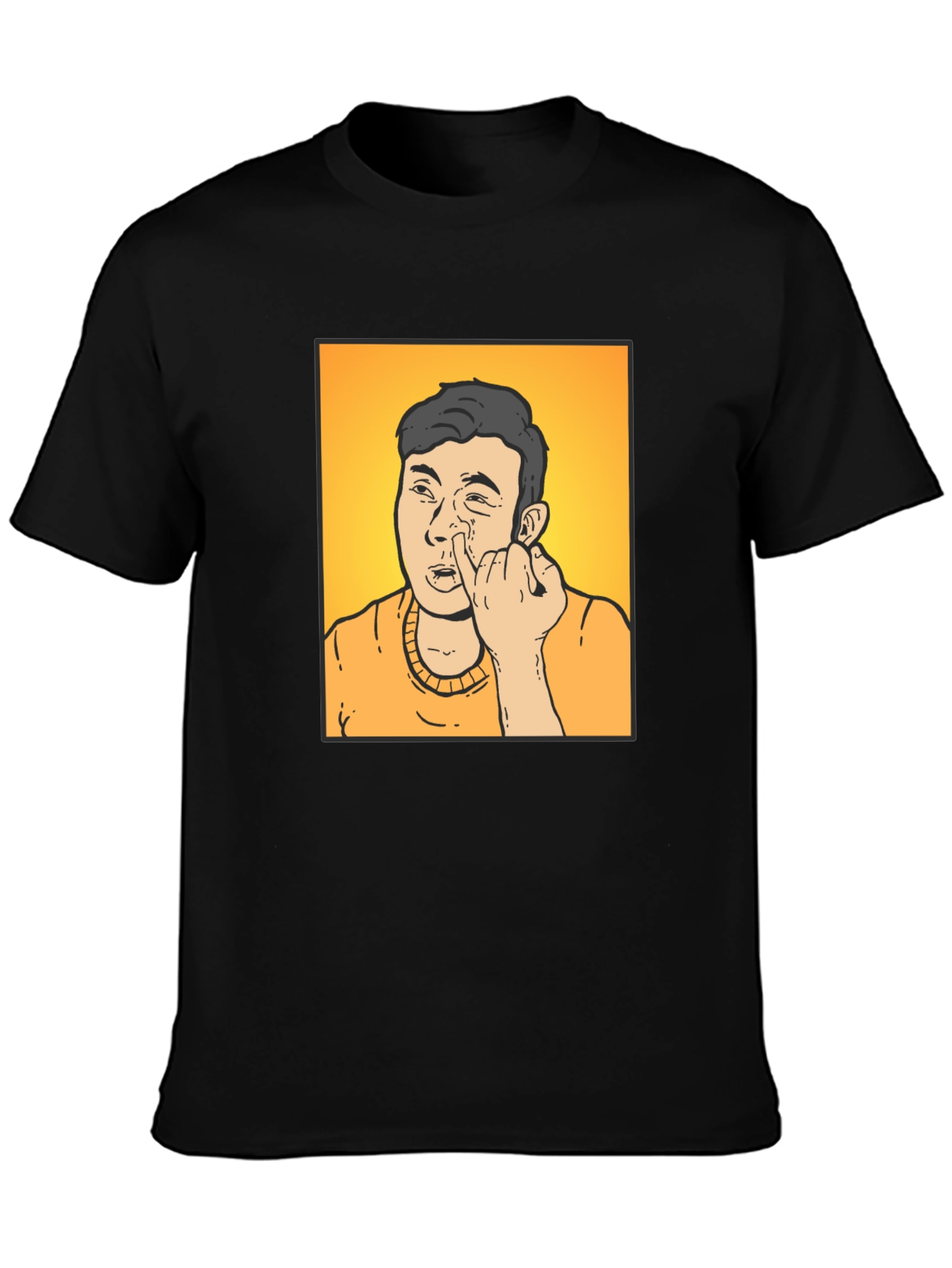 Funny Cartoon Man Black T-Shirt