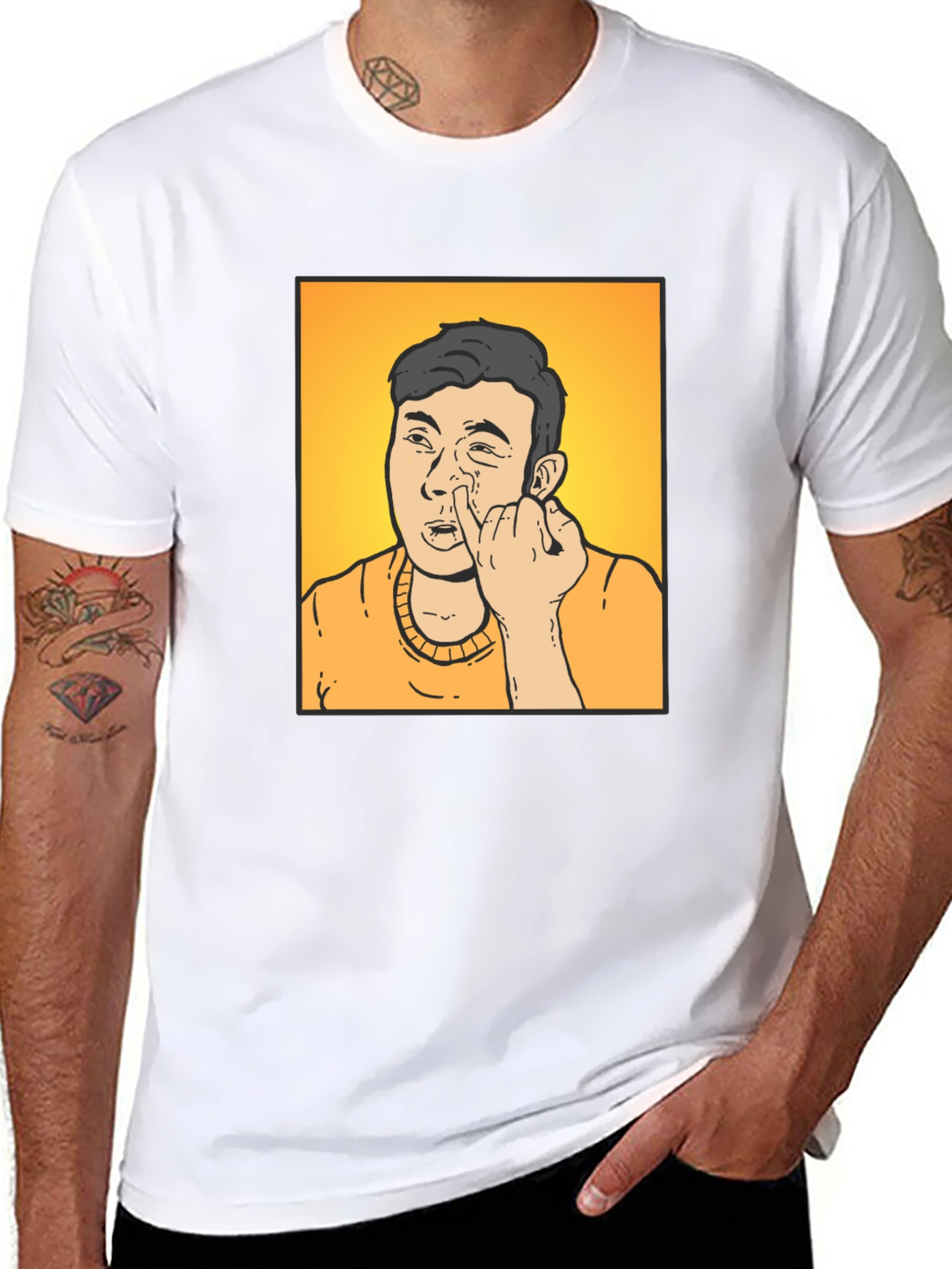 Funny Cartoon Man Black T-Shirt