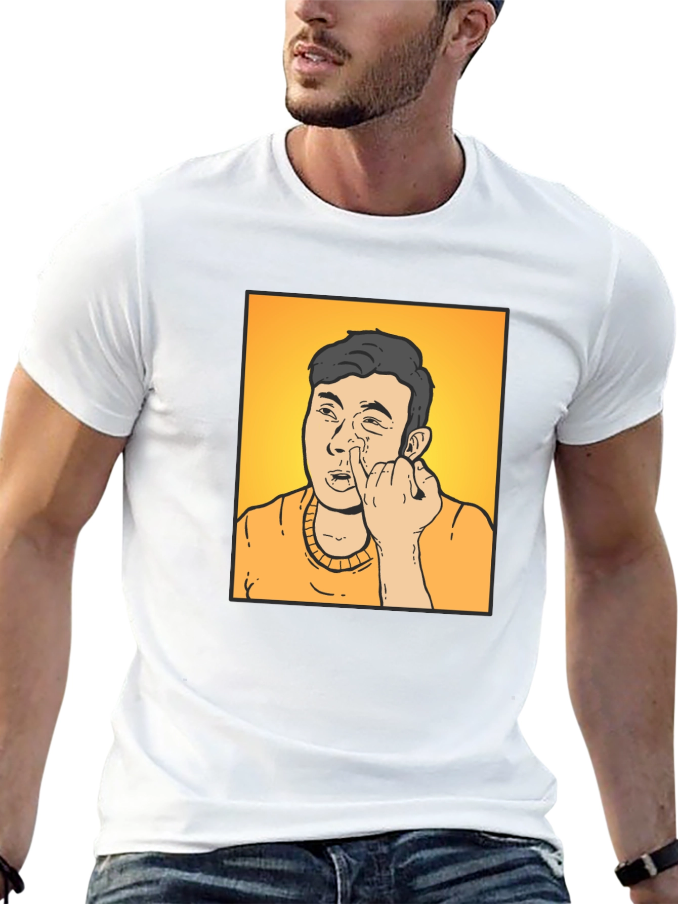 Funny Cartoon Man Black T-Shirt