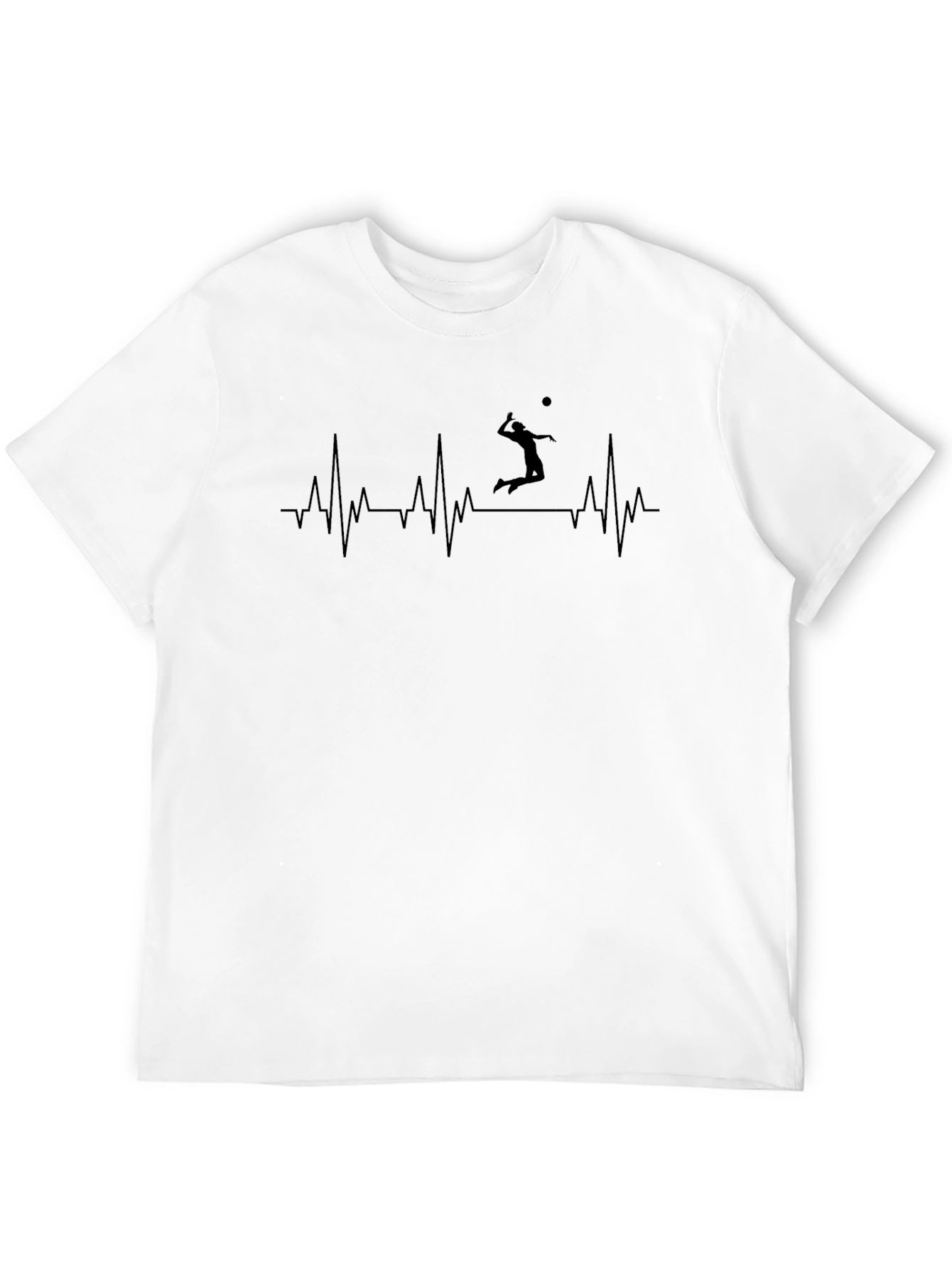 Volleyball Heartbeat Graphic Tee - Black Cotton Shirt