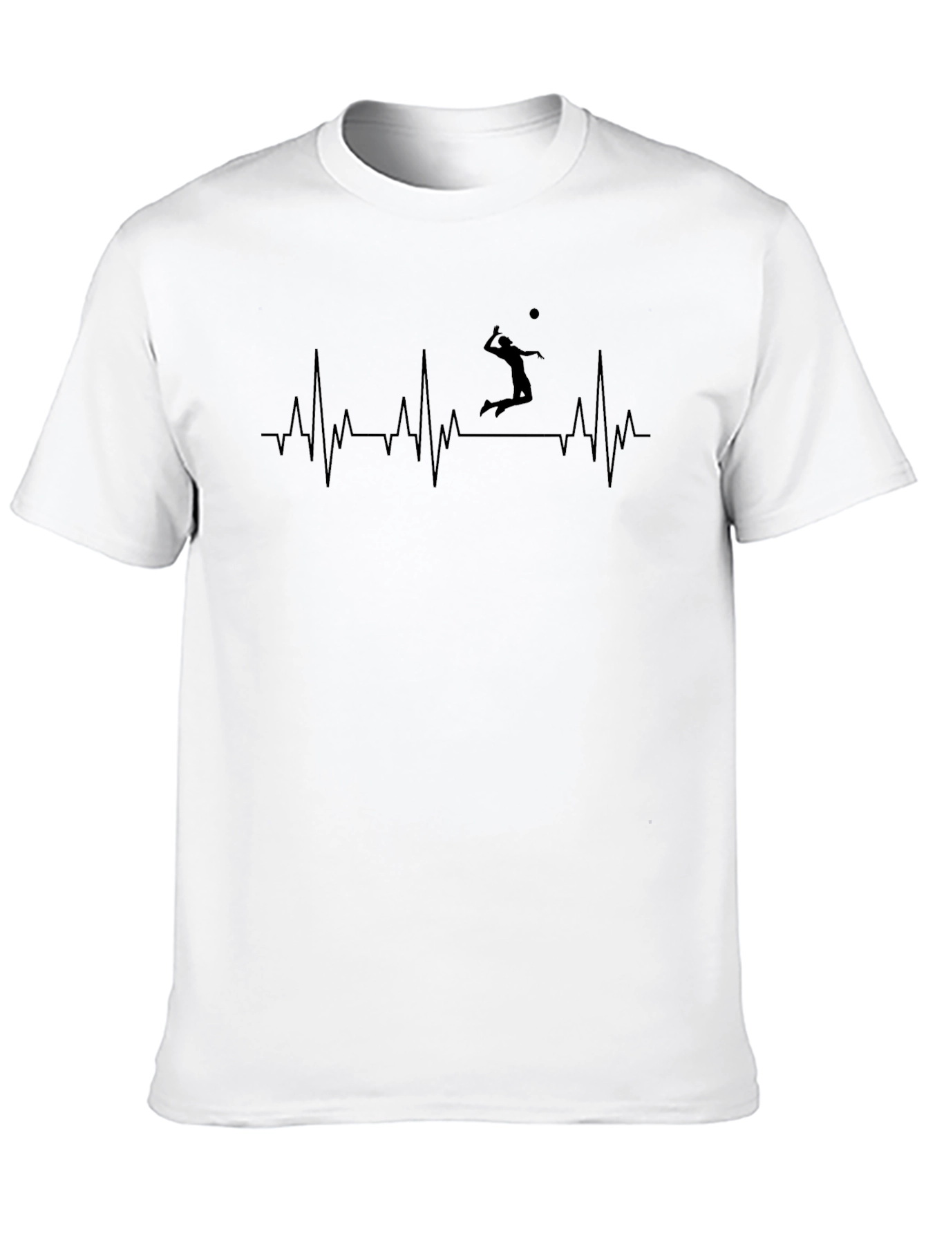 Volleyball Heartbeat Graphic Tee - Black Cotton Shirt