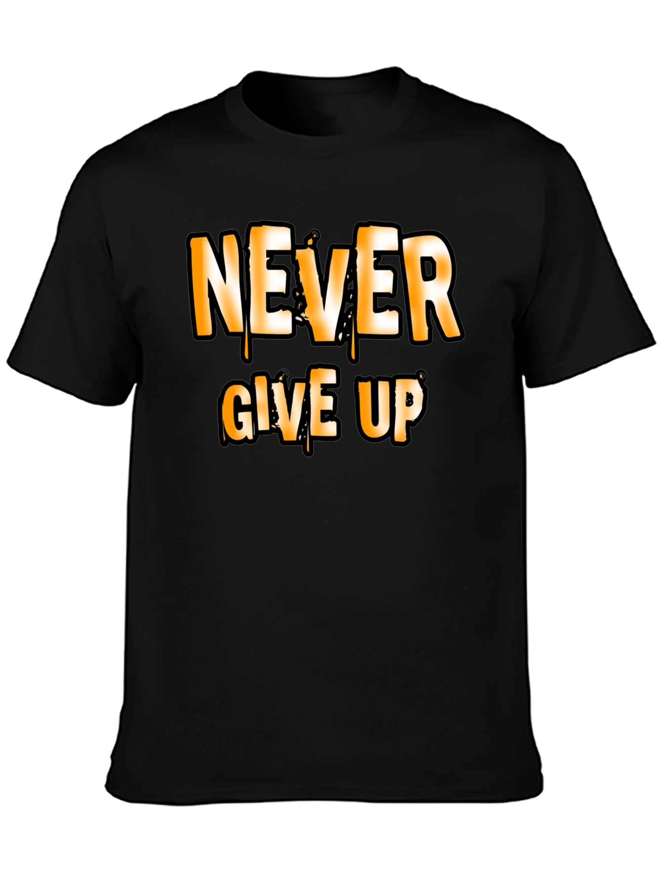 Never Give Up Graphic T-Shirt Motivational Black Tee
