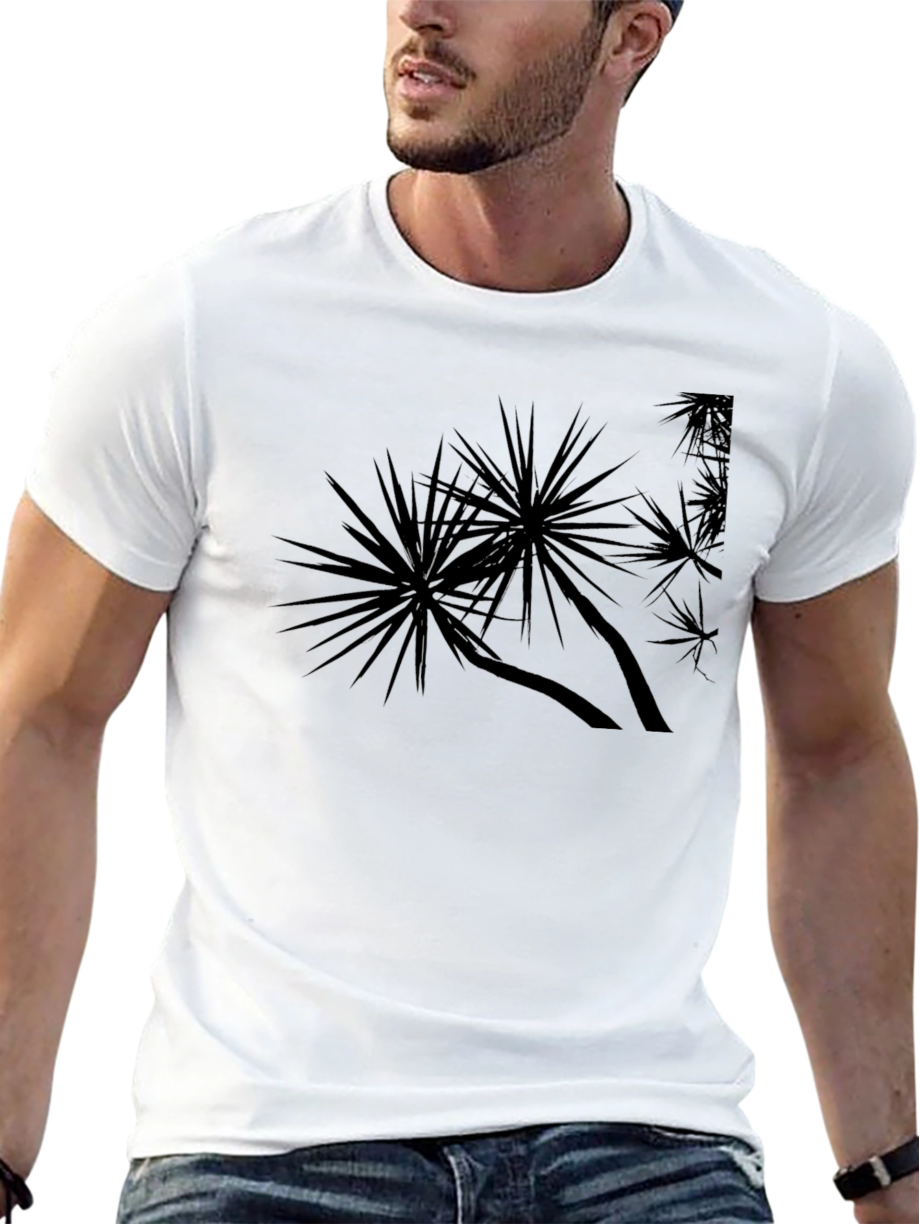 Black Palm Tree Graphic Tee - Casual Comfort