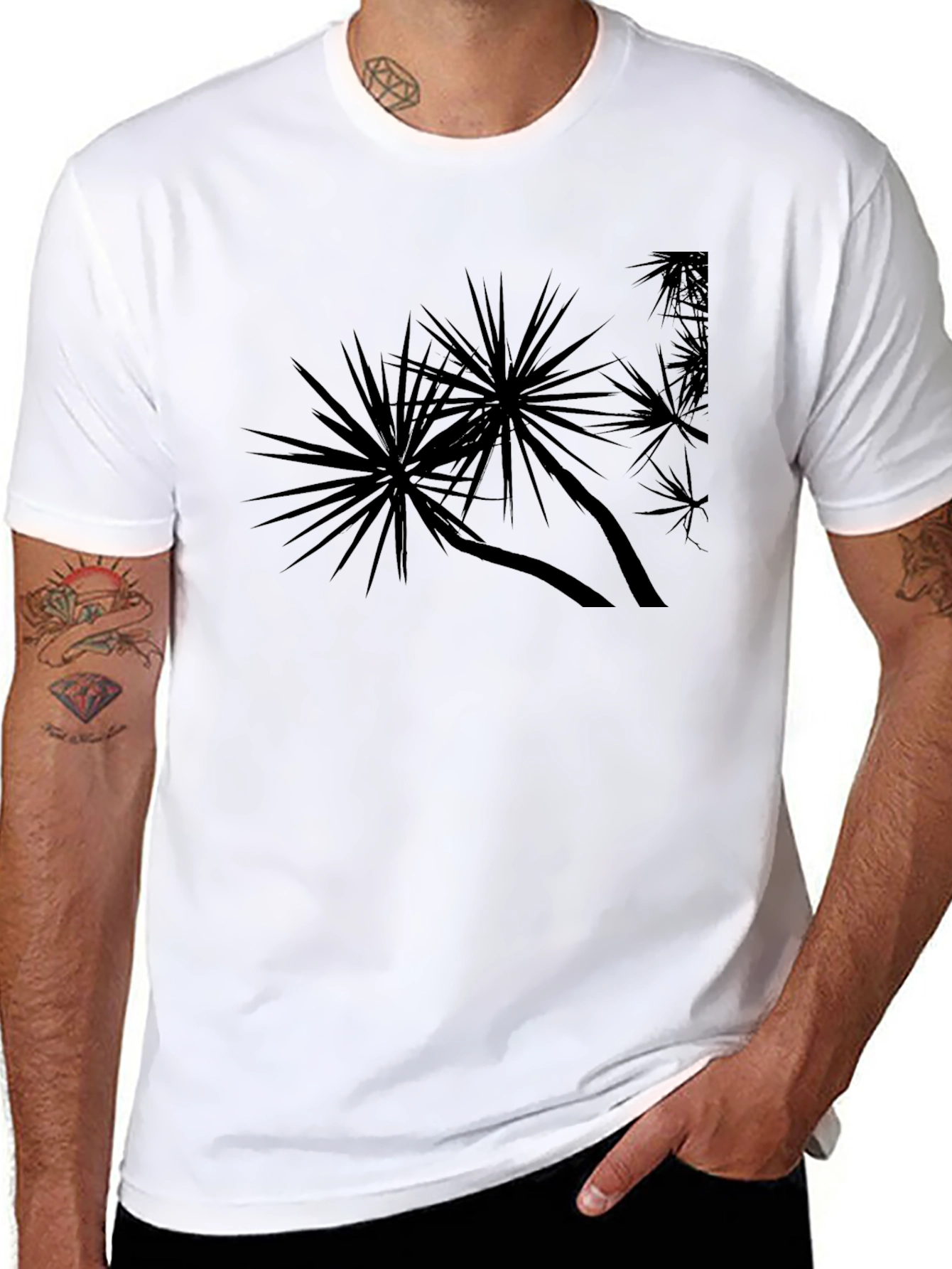Black Palm Tree Graphic Tee - Casual Comfort