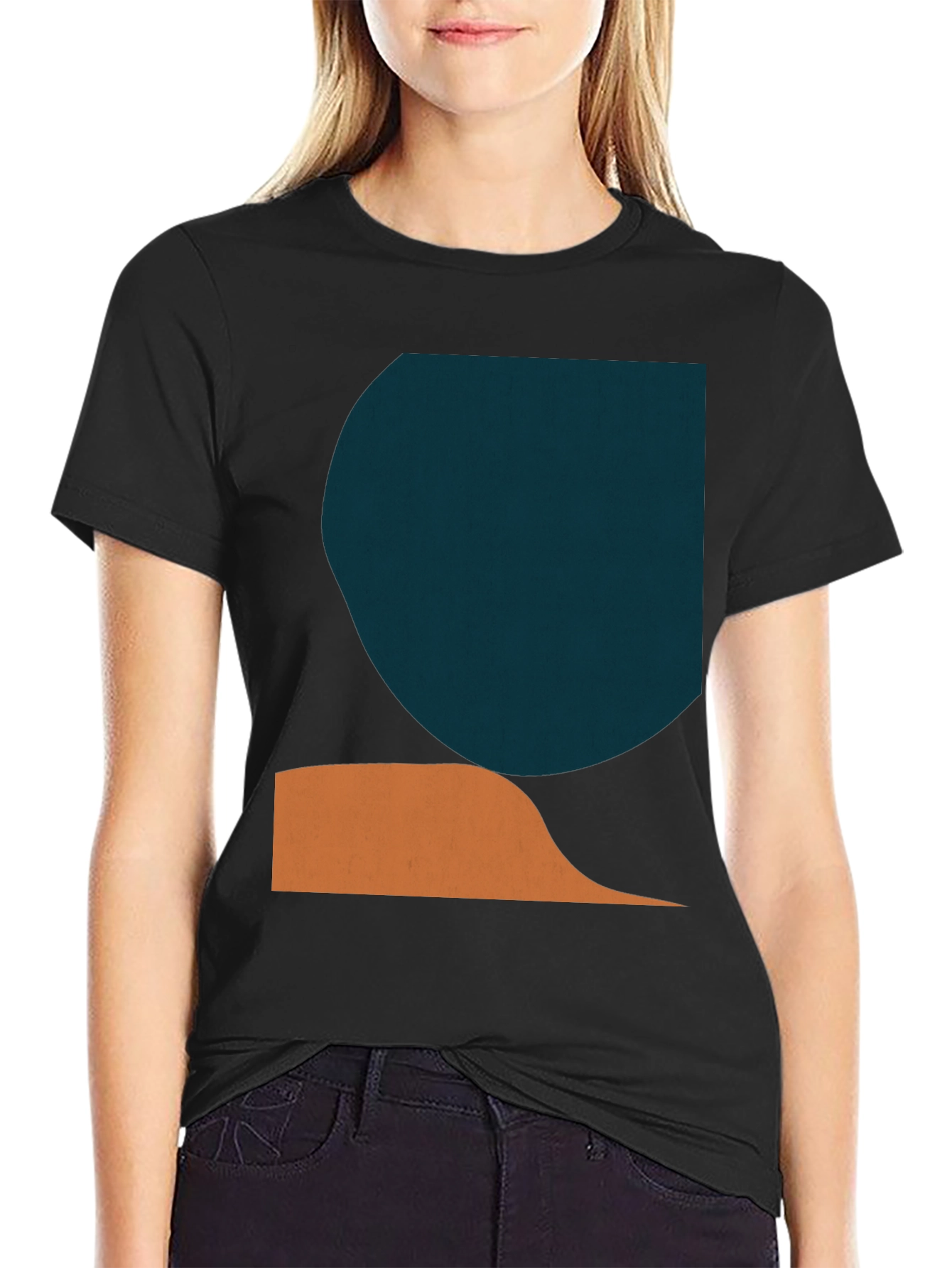Modern Geometric Graphic Tee - Black