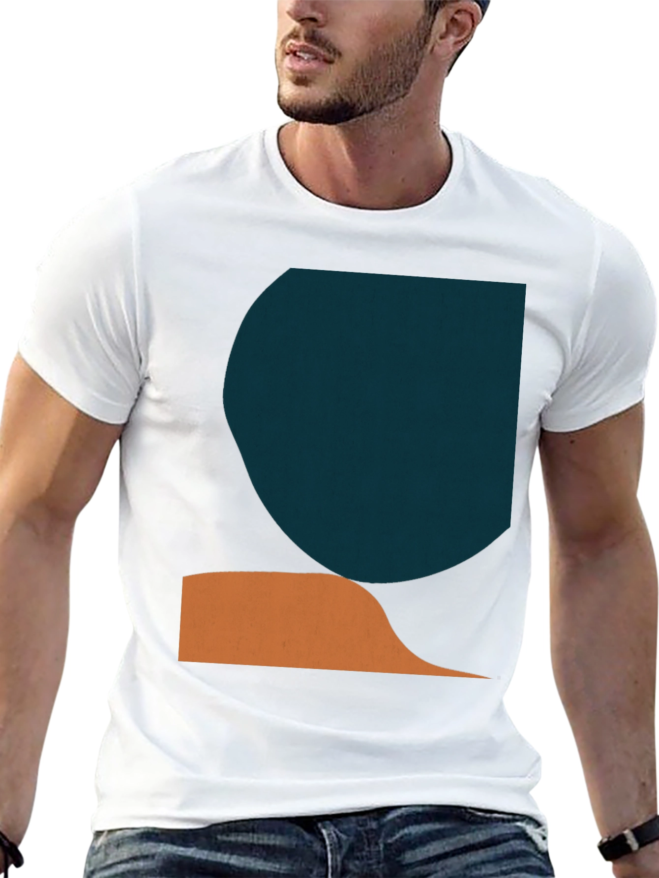 Modern Geometric Graphic Tee - Black
