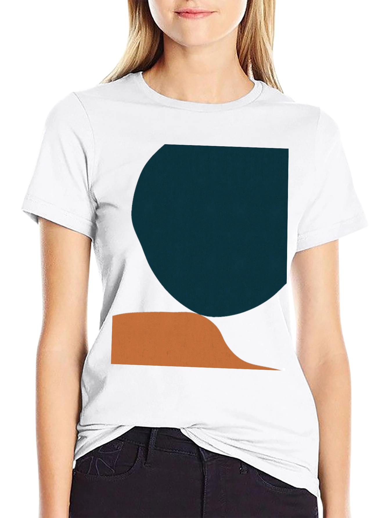 Modern Geometric Graphic Tee - Black