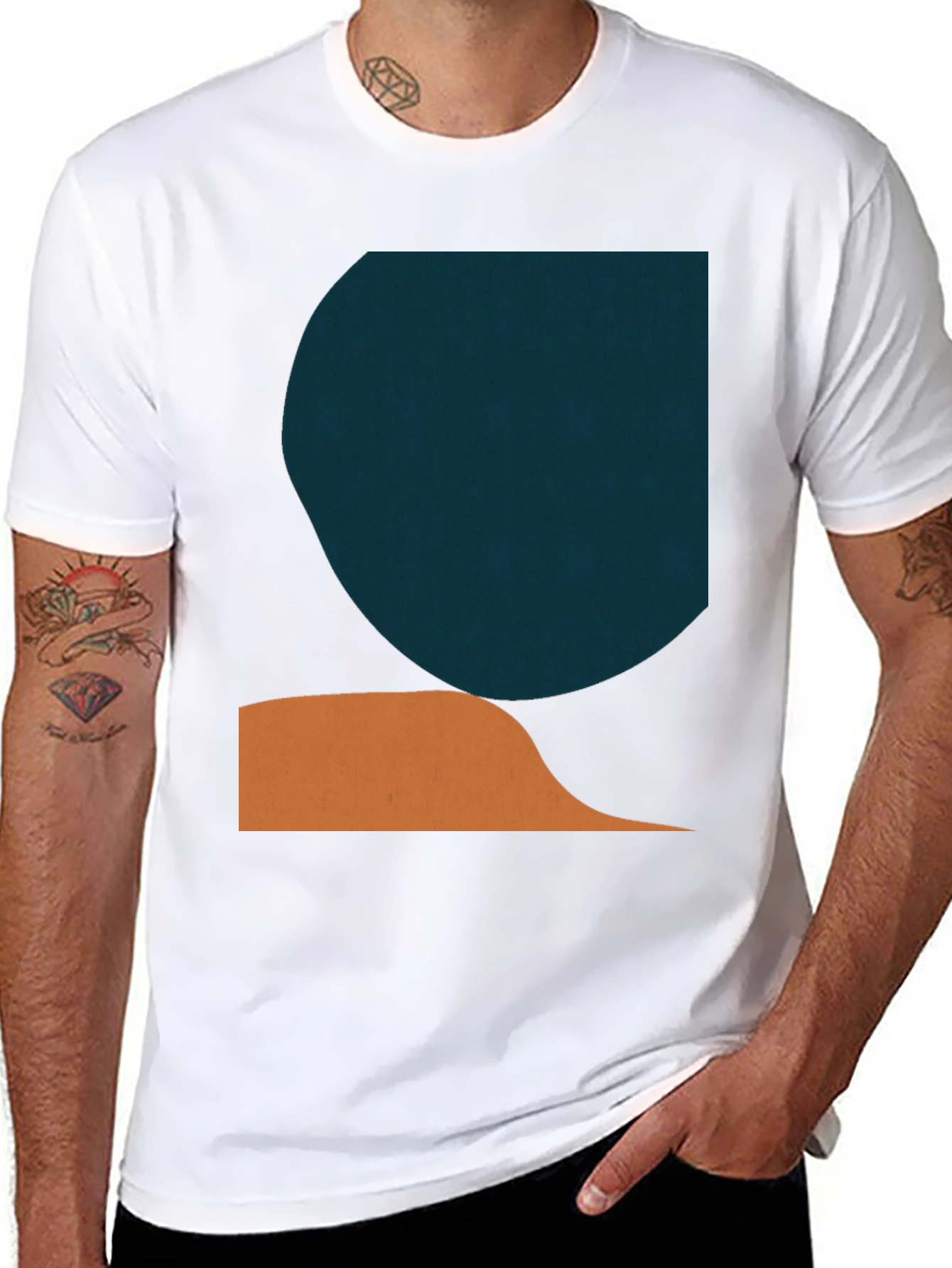Modern Geometric Graphic Tee - Black