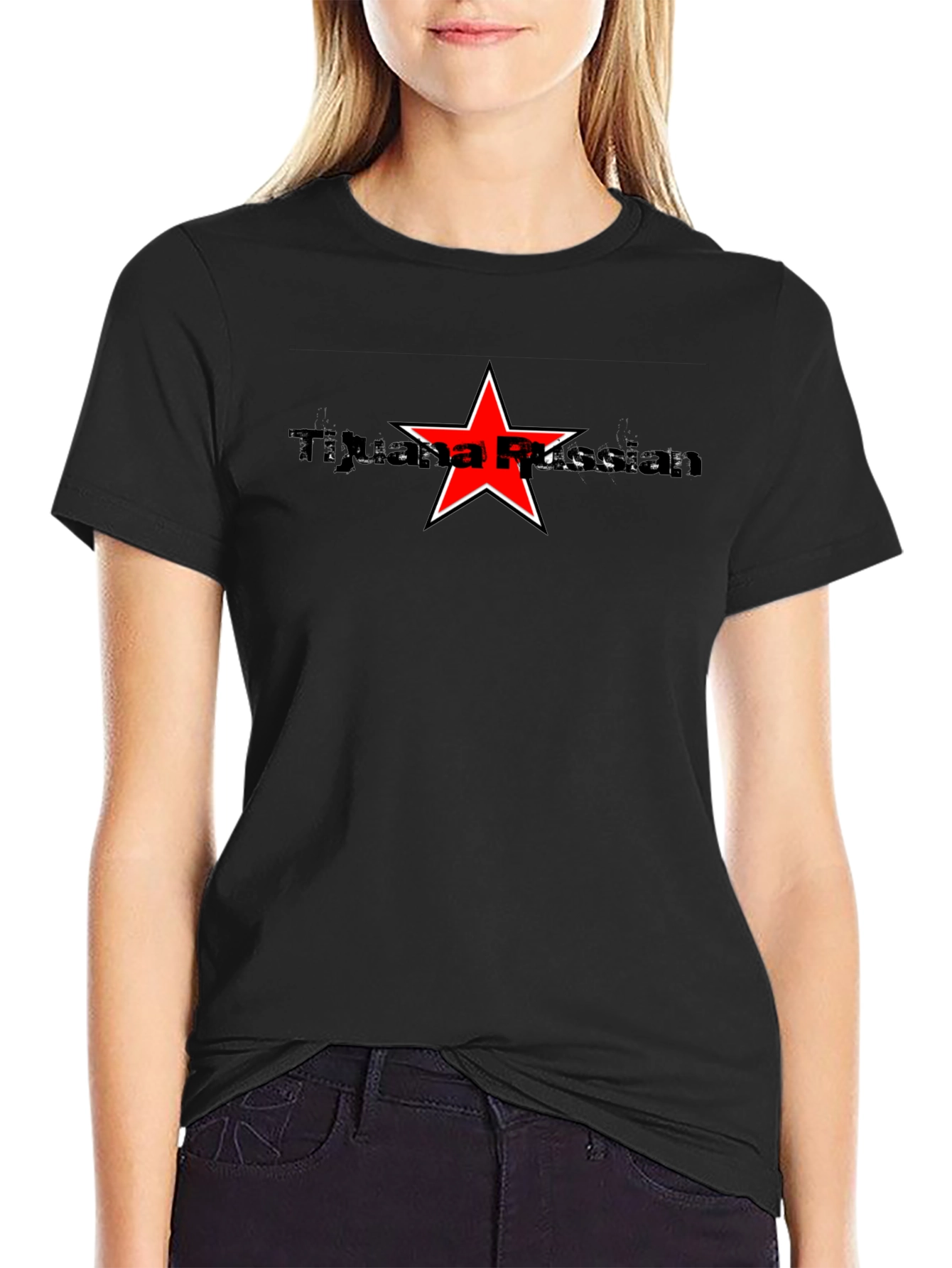 Tijuana Russian Star Graphic Black Tee