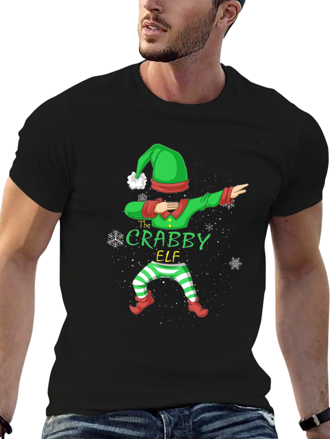 Crabby Elf Dabbing T-Shirt - Holiday Fun