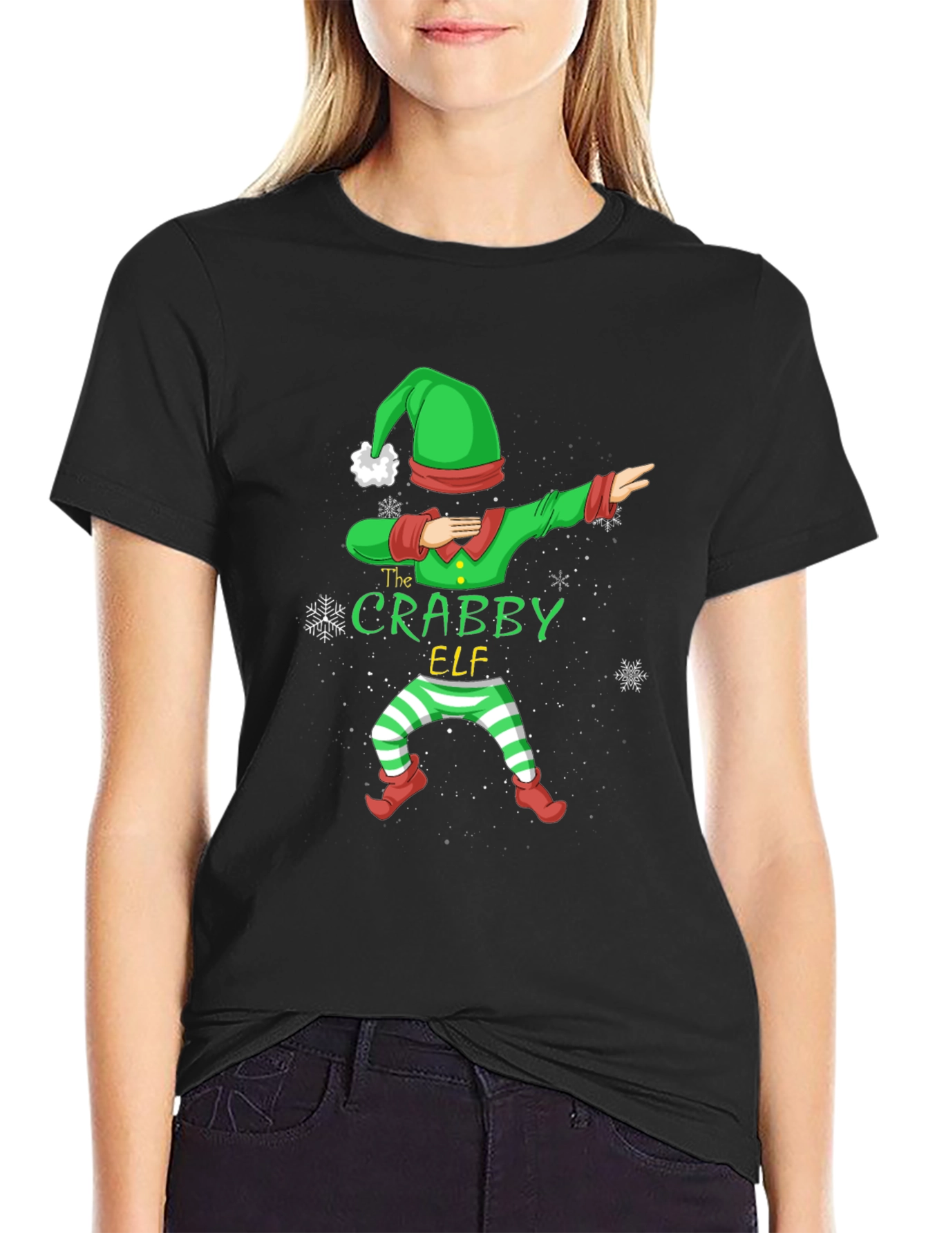 Crabby Elf Dabbing T-Shirt - Holiday Fun