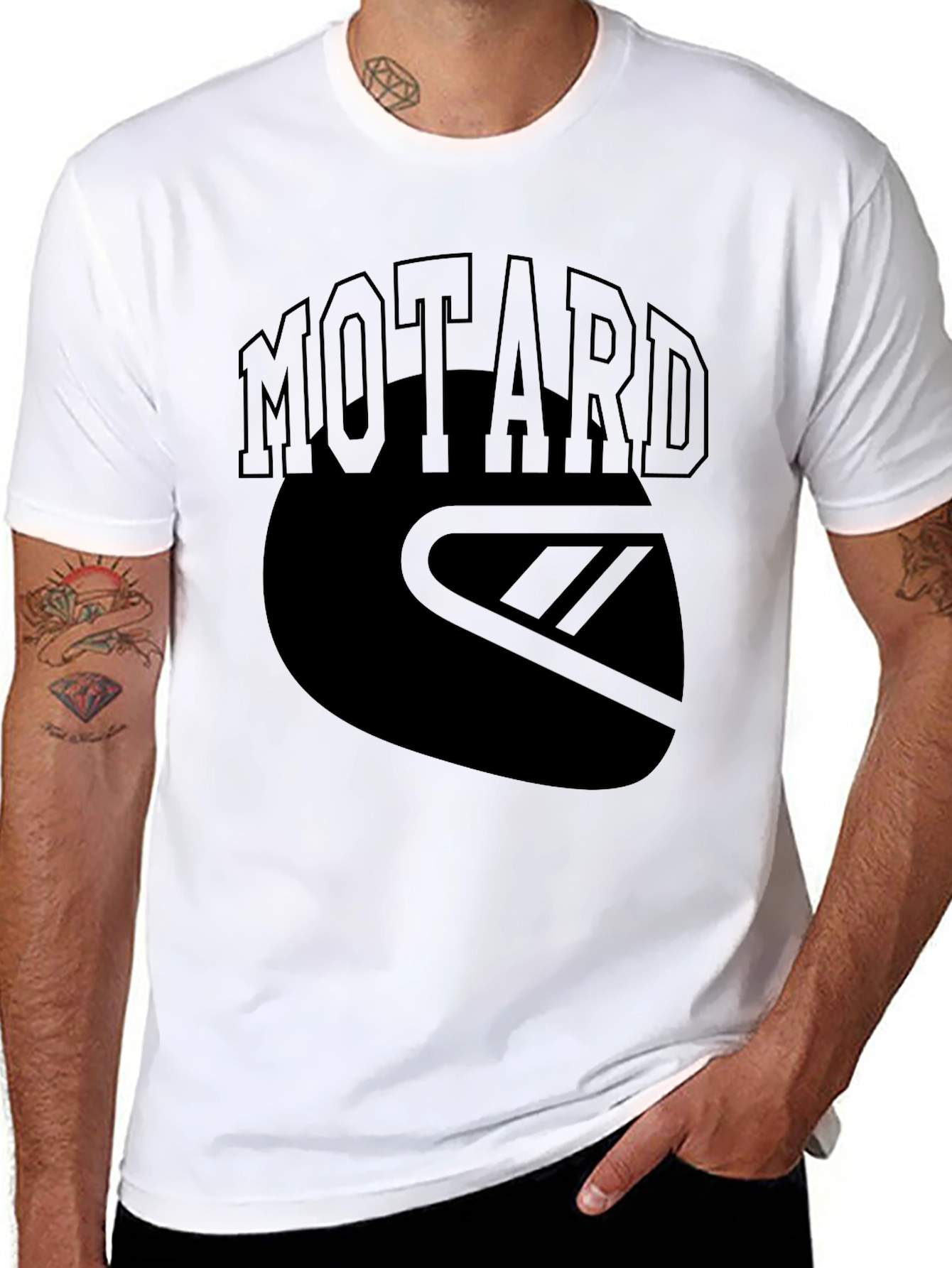 Motard Helmet Graphic Tee - Black