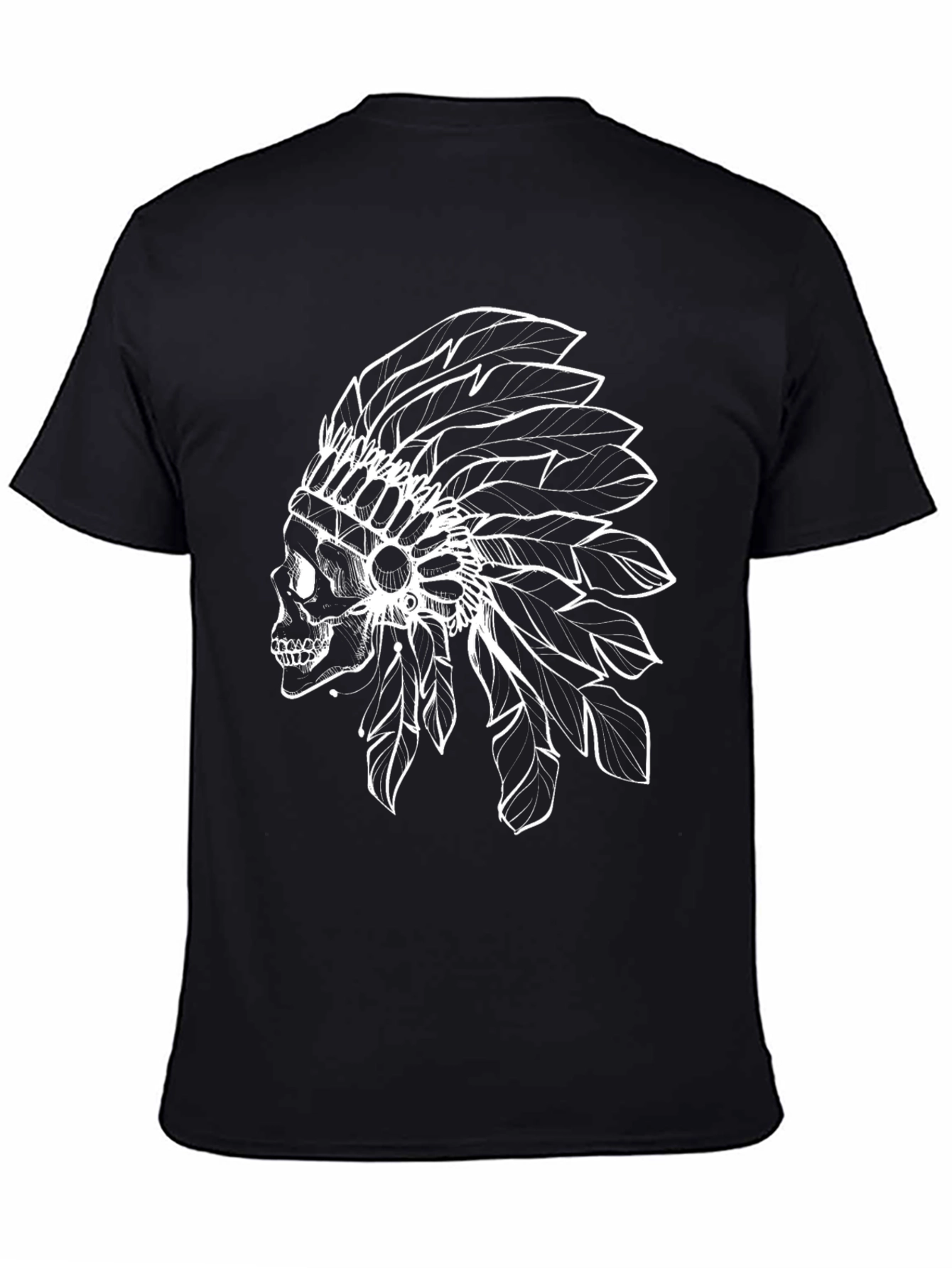 Black T-Shirt with Skull Headdress Design