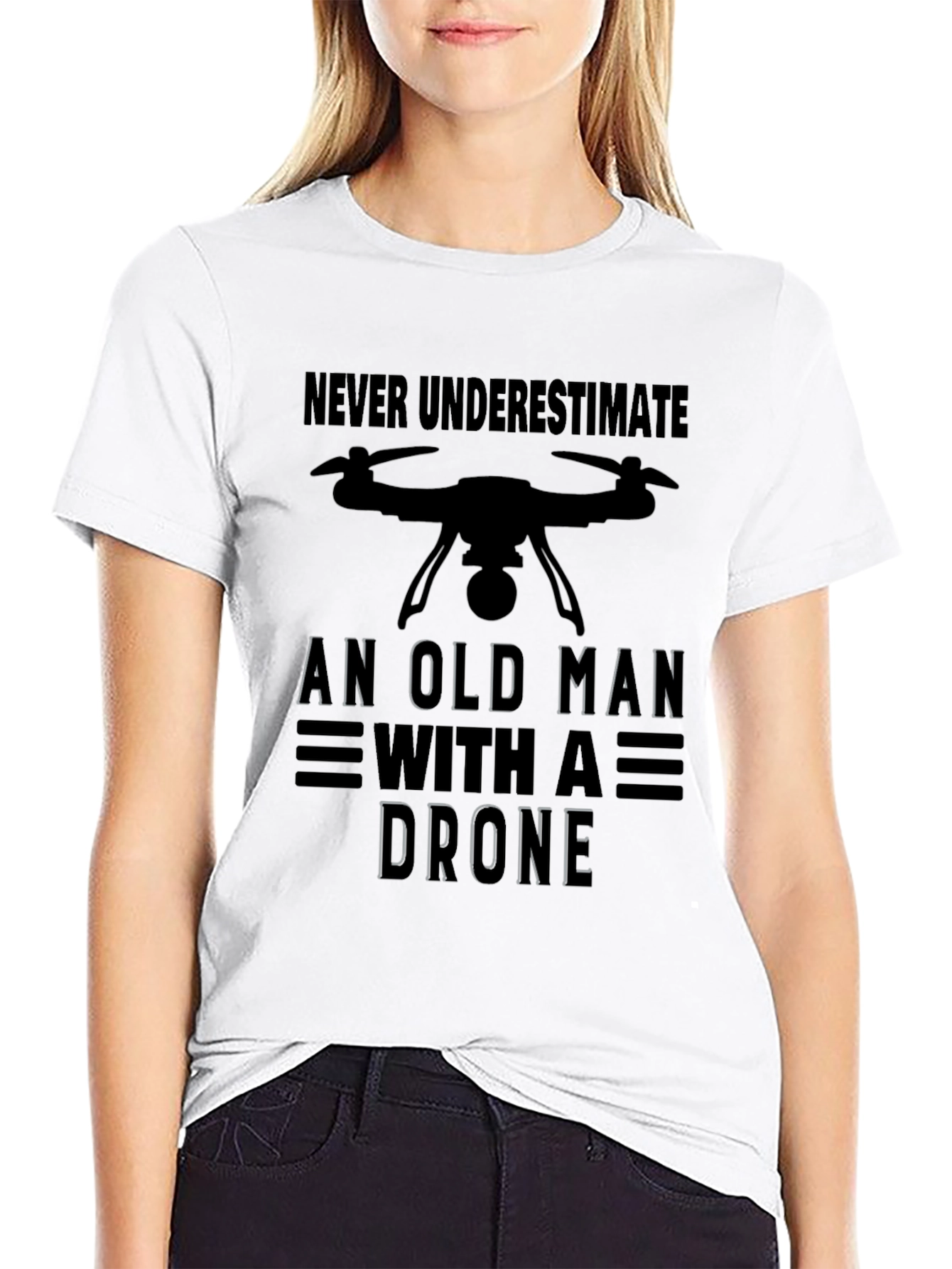 Old Man with a Drone Graphic T-Shirt