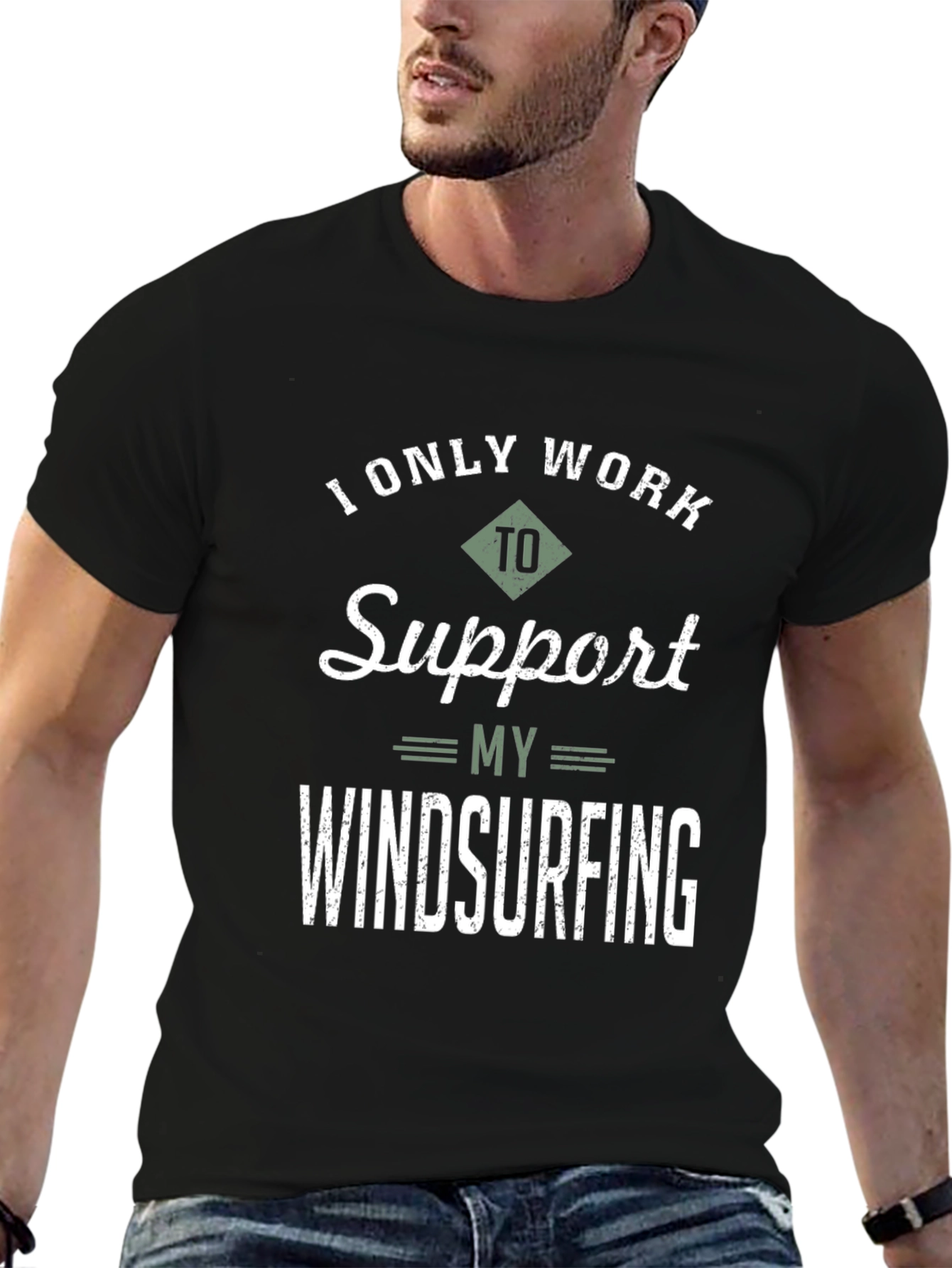 Windsurfing Support T-Shirt - Black Cotton Tee