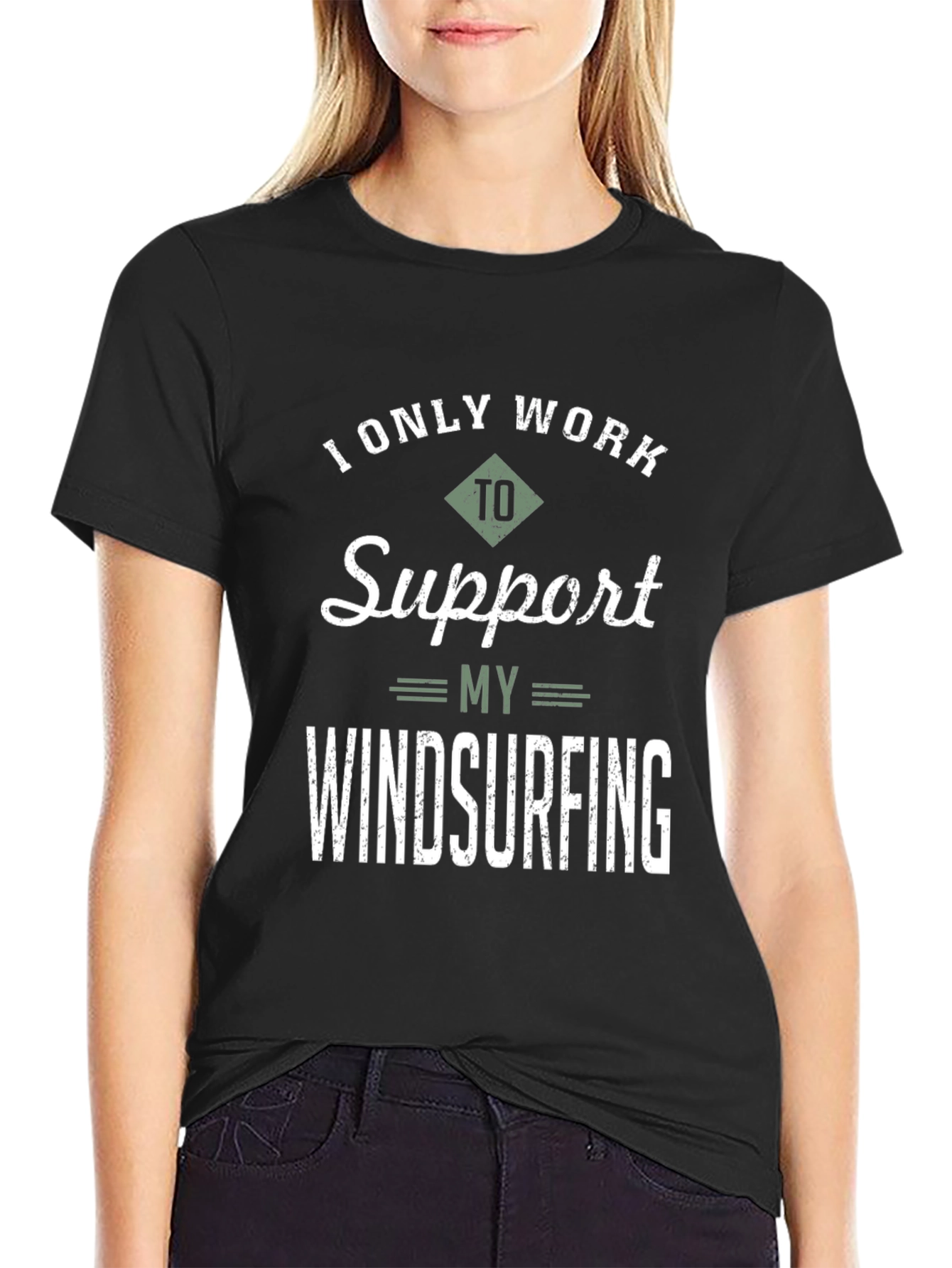 Windsurfing Support T-Shirt - Black Cotton Tee