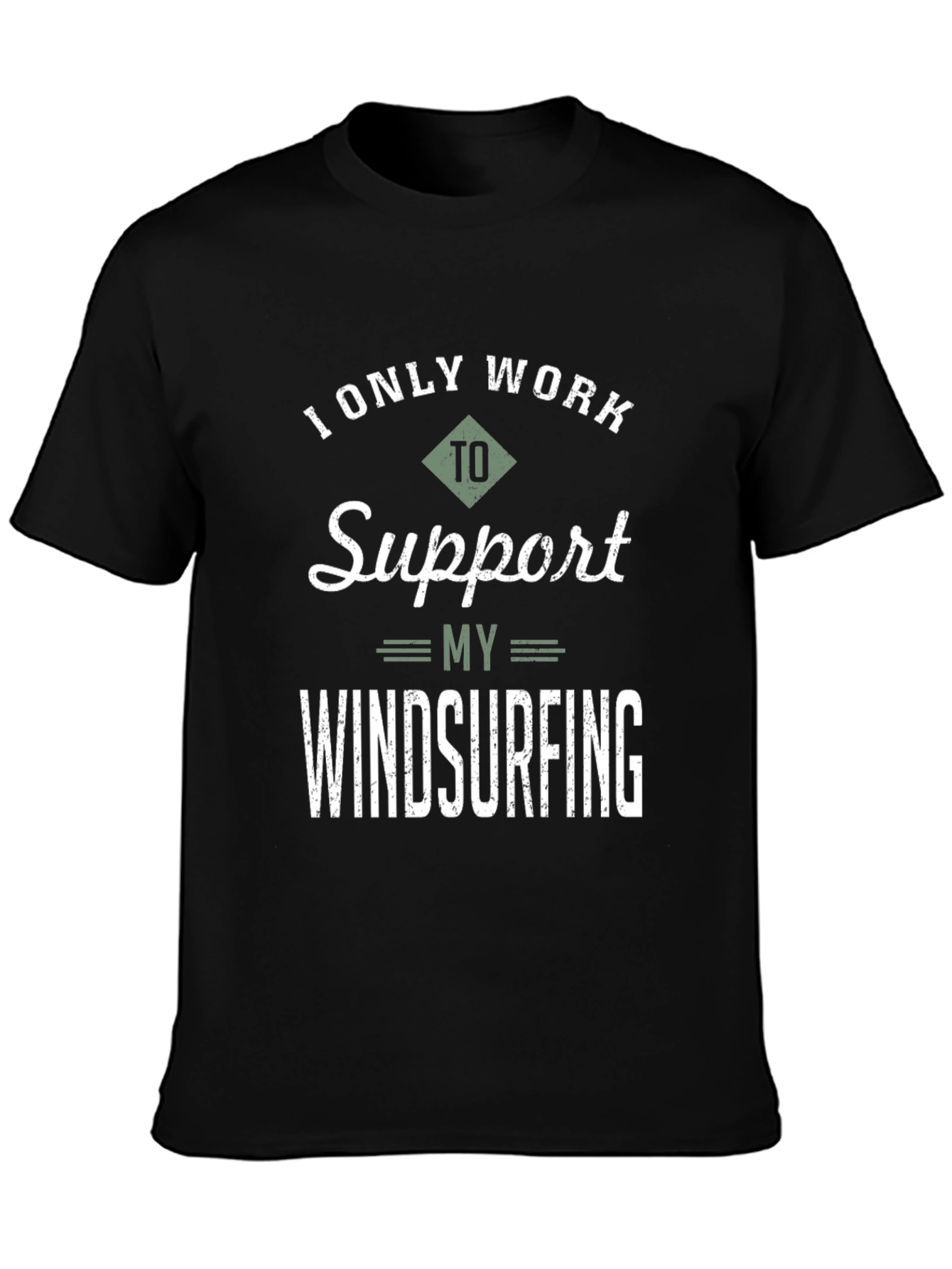 Windsurfing Support T-Shirt - Black Cotton Tee