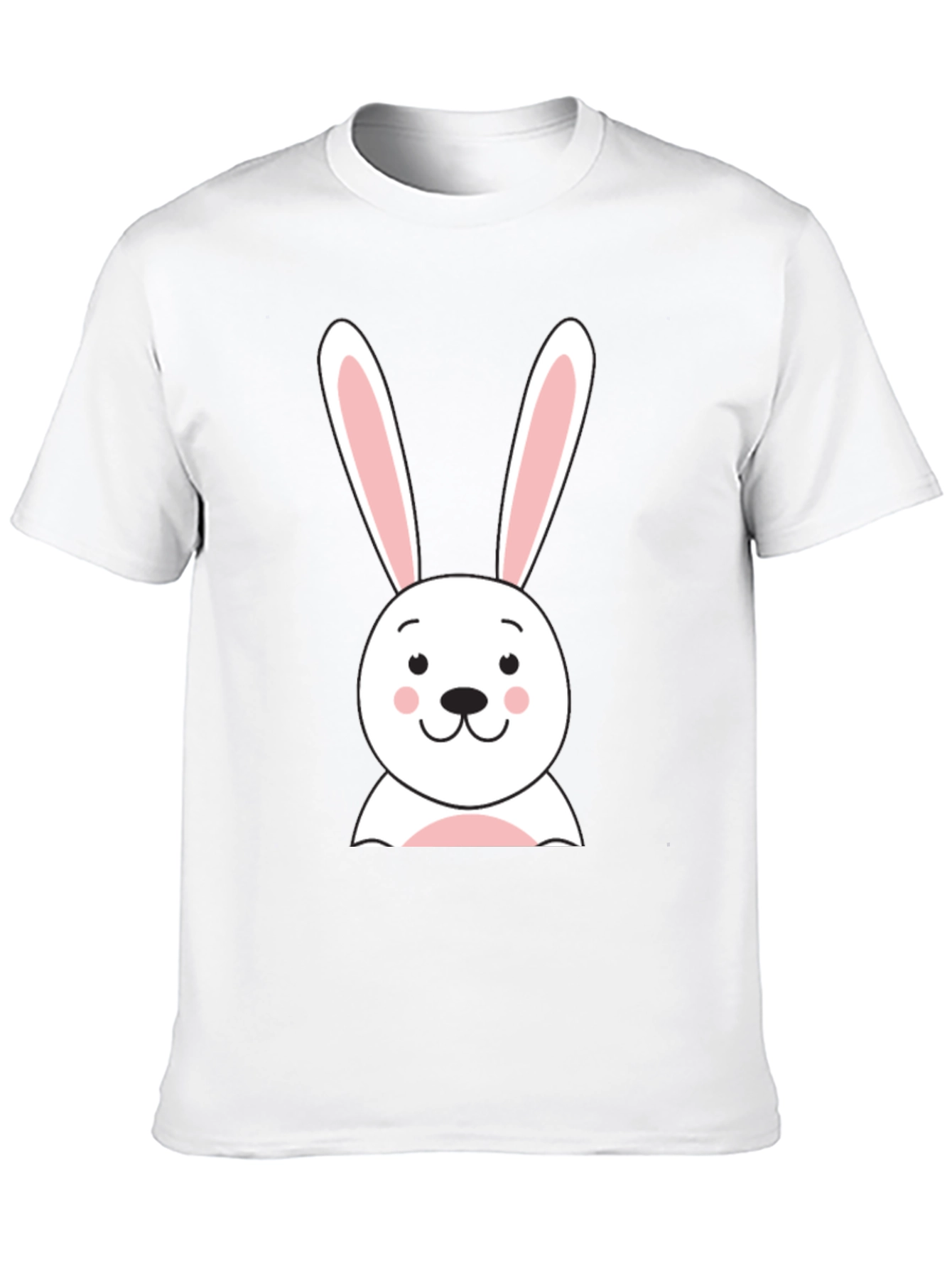 Cute Bunny Graphic Tee - Black Cotton T-Shirt