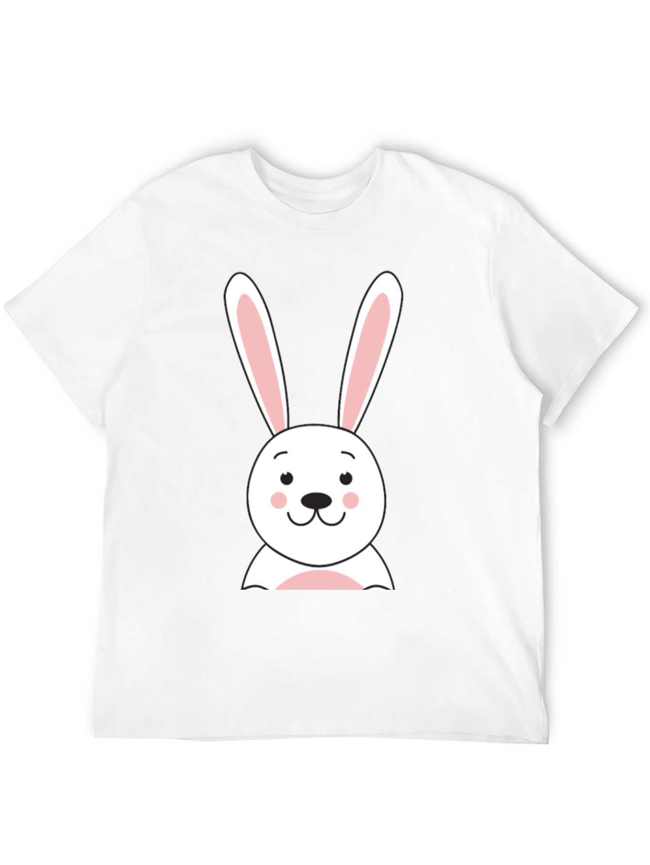 Cute Bunny Graphic Tee - Black Cotton T-Shirt